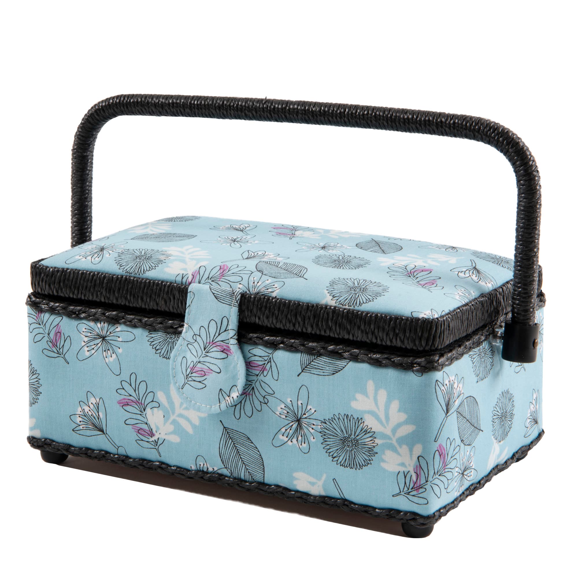 Dritz® Light Blue Floral Small Rectangular Sewing Basket Michaels