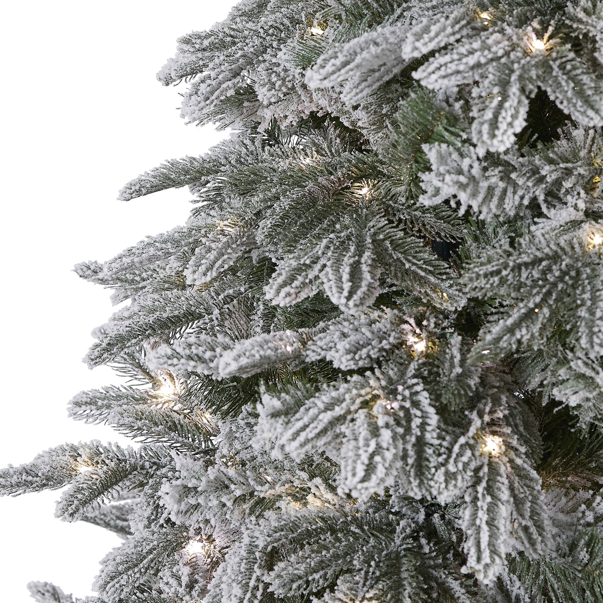 7ft. Pre-Lit Flocked Colorado Mountain Fir Artificial Christmas Tree, Warm White Microdot LED Lights