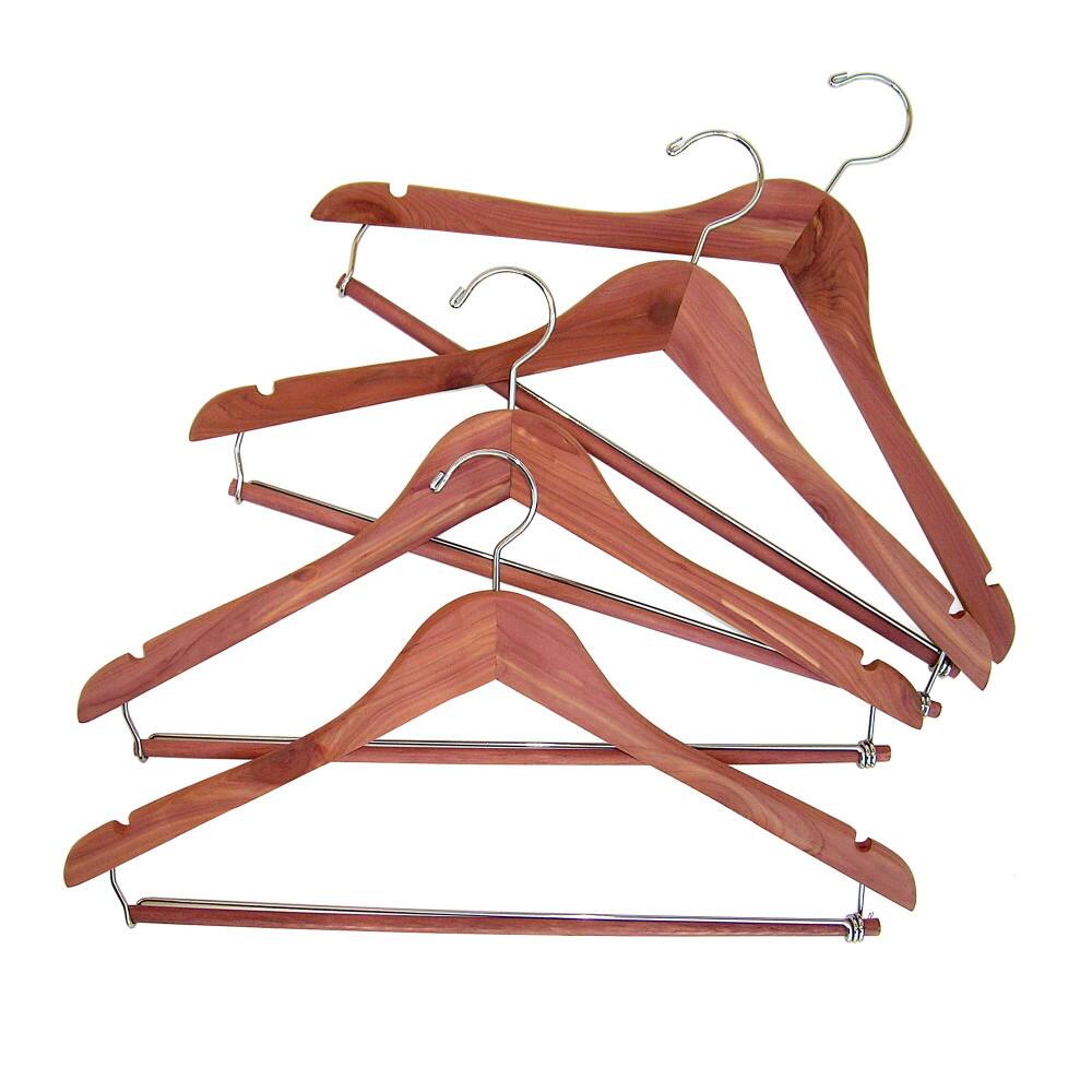 Household Essentials Cedar Coat Hanger with Locking Bar (Set of 4)