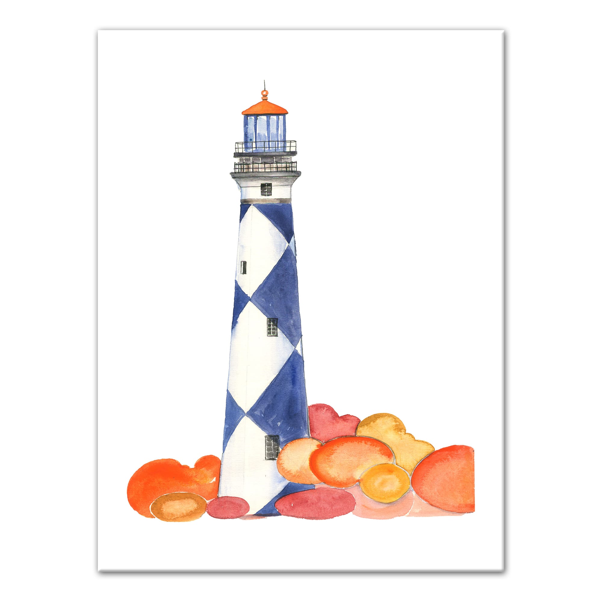 Checkered Lighthouse 12" x 16" Canvas Wall Art