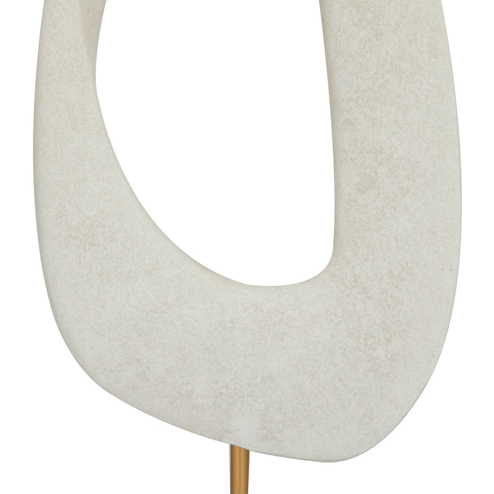 20" White Polystone Cut-Out Abstract Sculpture with Marble Stand