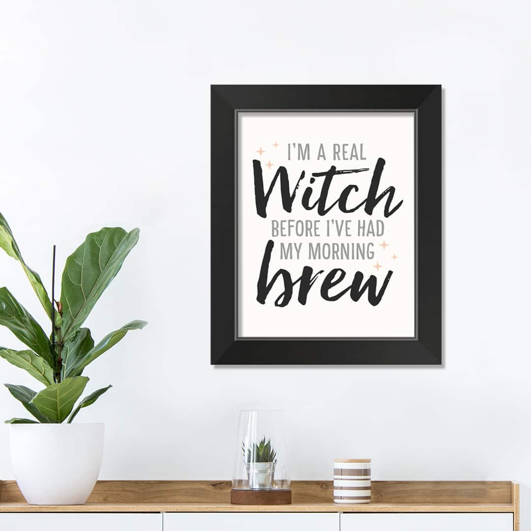 Witch In The Morning Halloween Print in Black Frame
