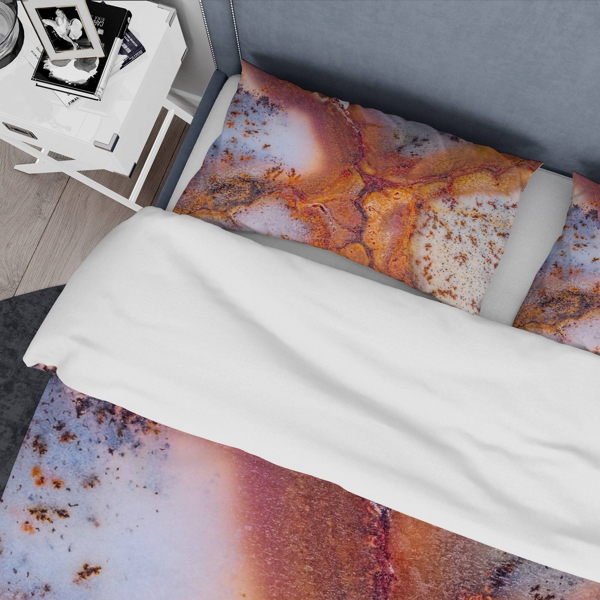 Designart 'Moss Agate with crack' Stone Bedding Set - Duvet Cover & Shams
