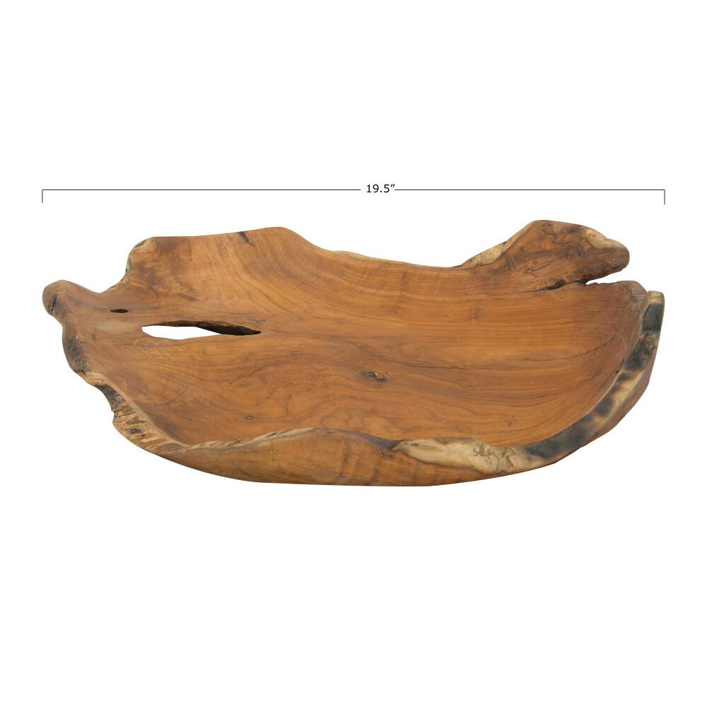 Hello Honey® 19.5" Decorative Hand-Carved Teakwood Bowl
