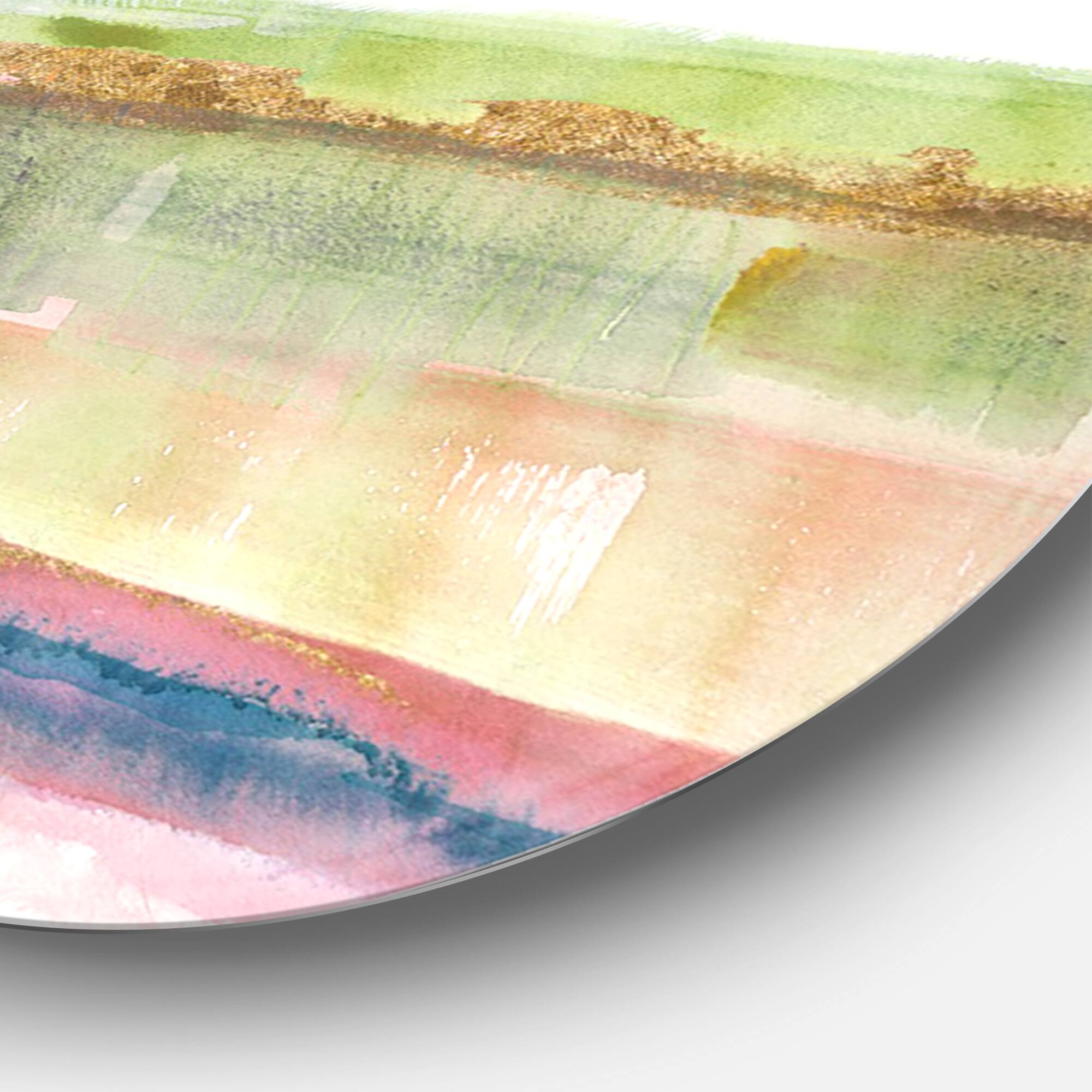 Designart - Influence of Line and Color Gold Bright - Geometric Metal Circle Wall Art