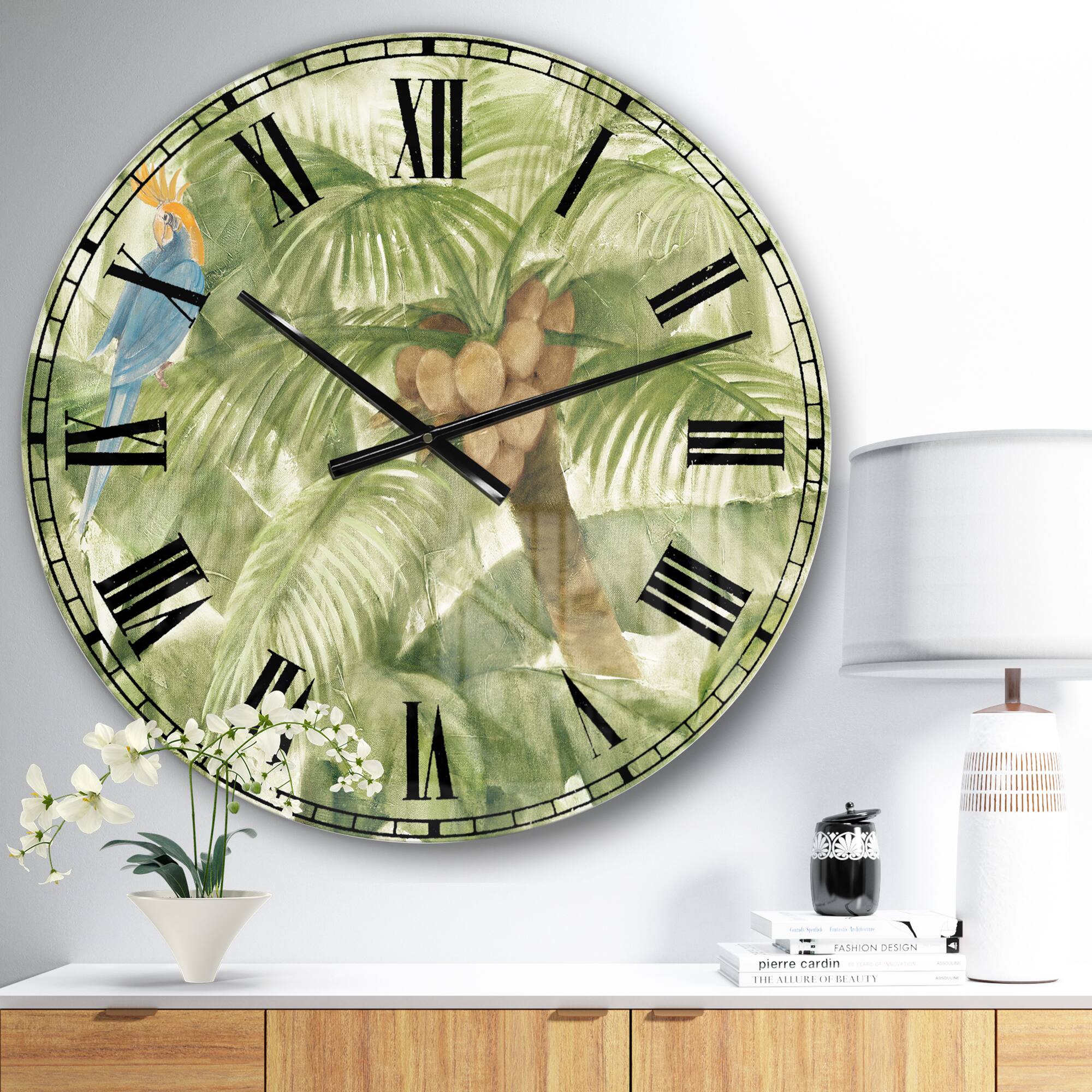 Designart 'Tropical Canopy I Green Farmhouse Wall Clock