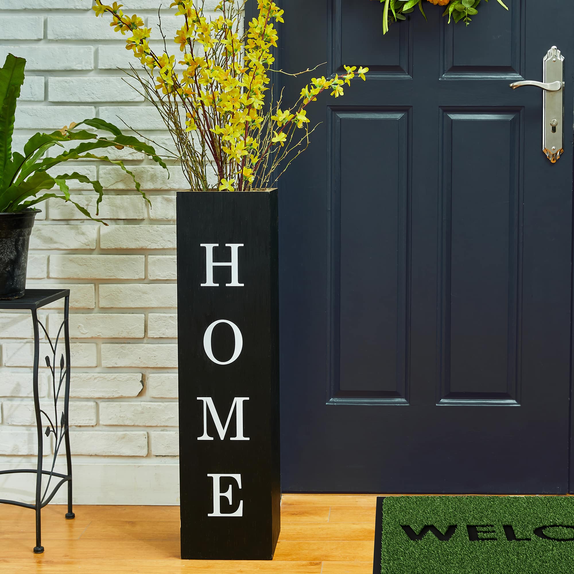 Glitzhome&#xAE; 30&#x22; Black Wood Boxed Welcome Home Porch Sign