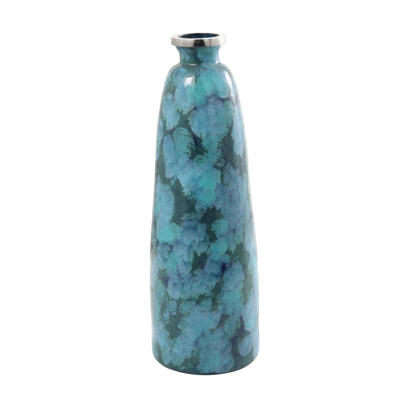 30&#x22; Teal Glass Handmade Vase