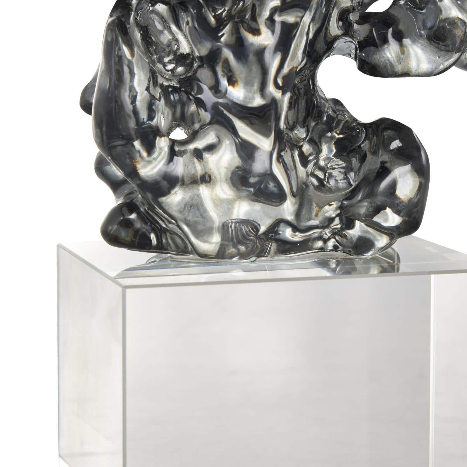 10" Clear Freeform Glass Sculpture