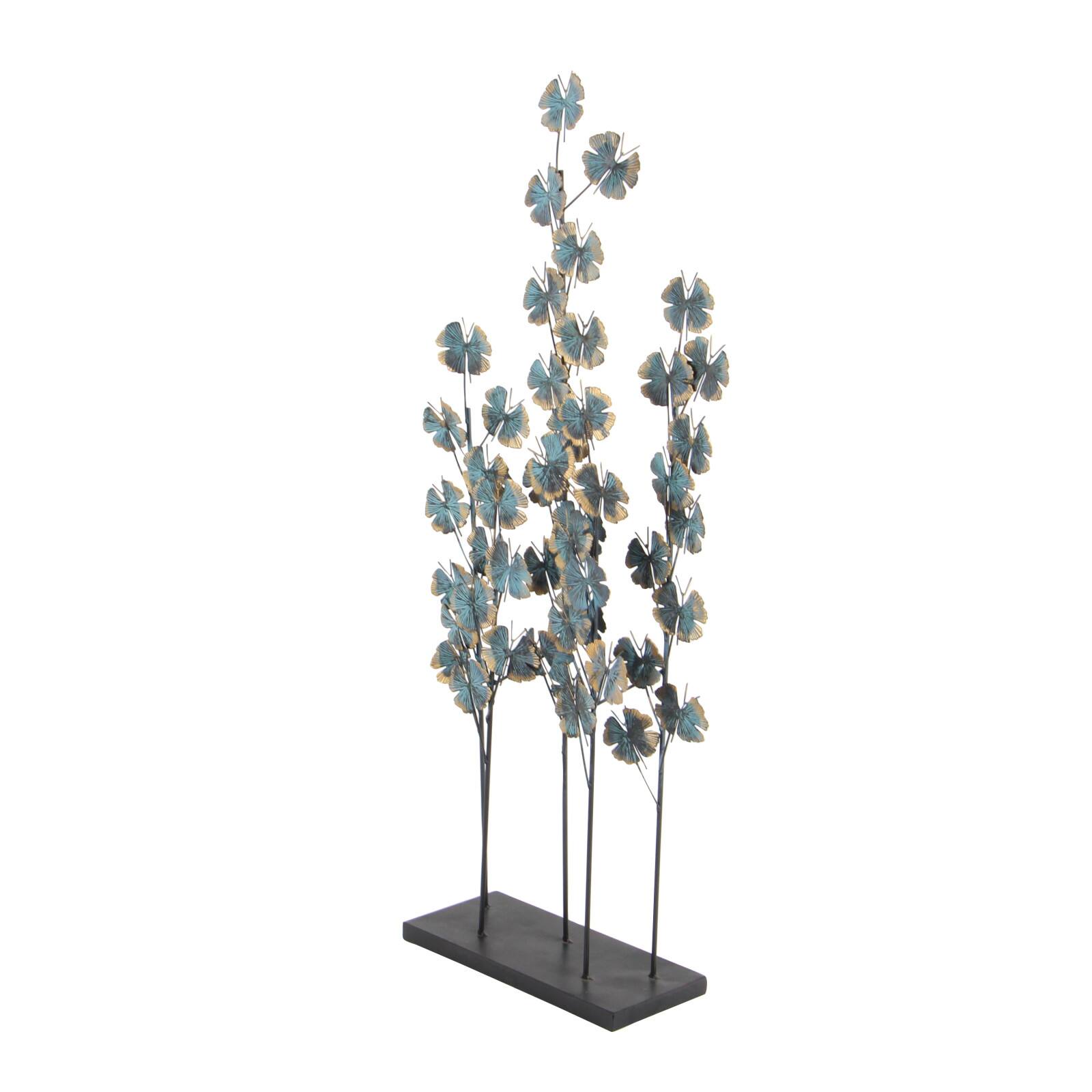 37&#x22; Turquoise Metal Contemporary Nature Sculpture