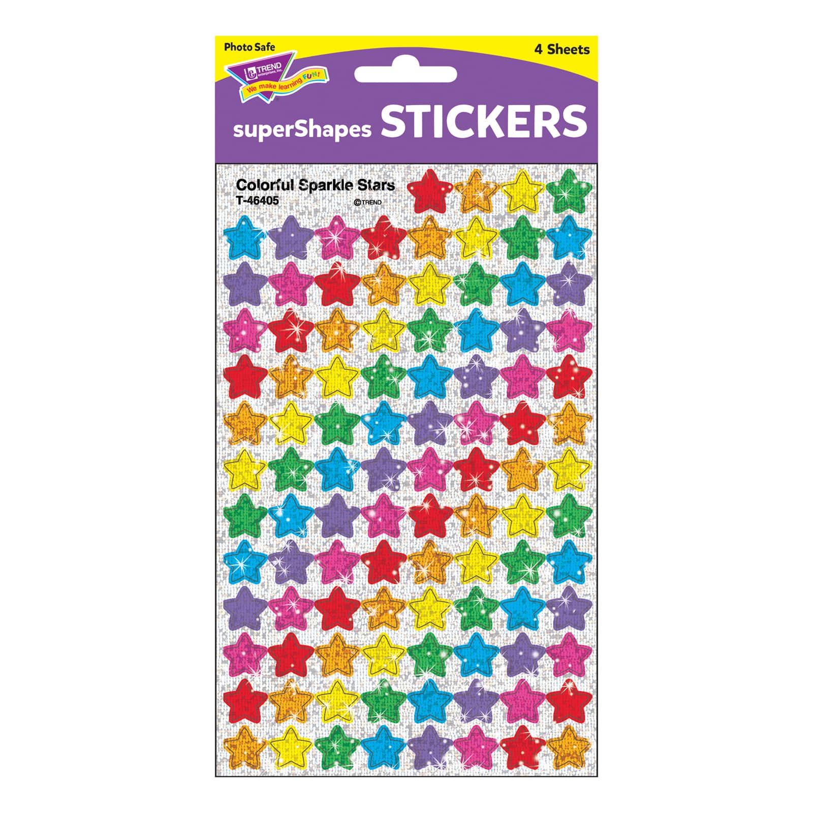 400 ct Trend Enterprises Inc T-464 Colorful Sparkle Stars superShapes Stickers 