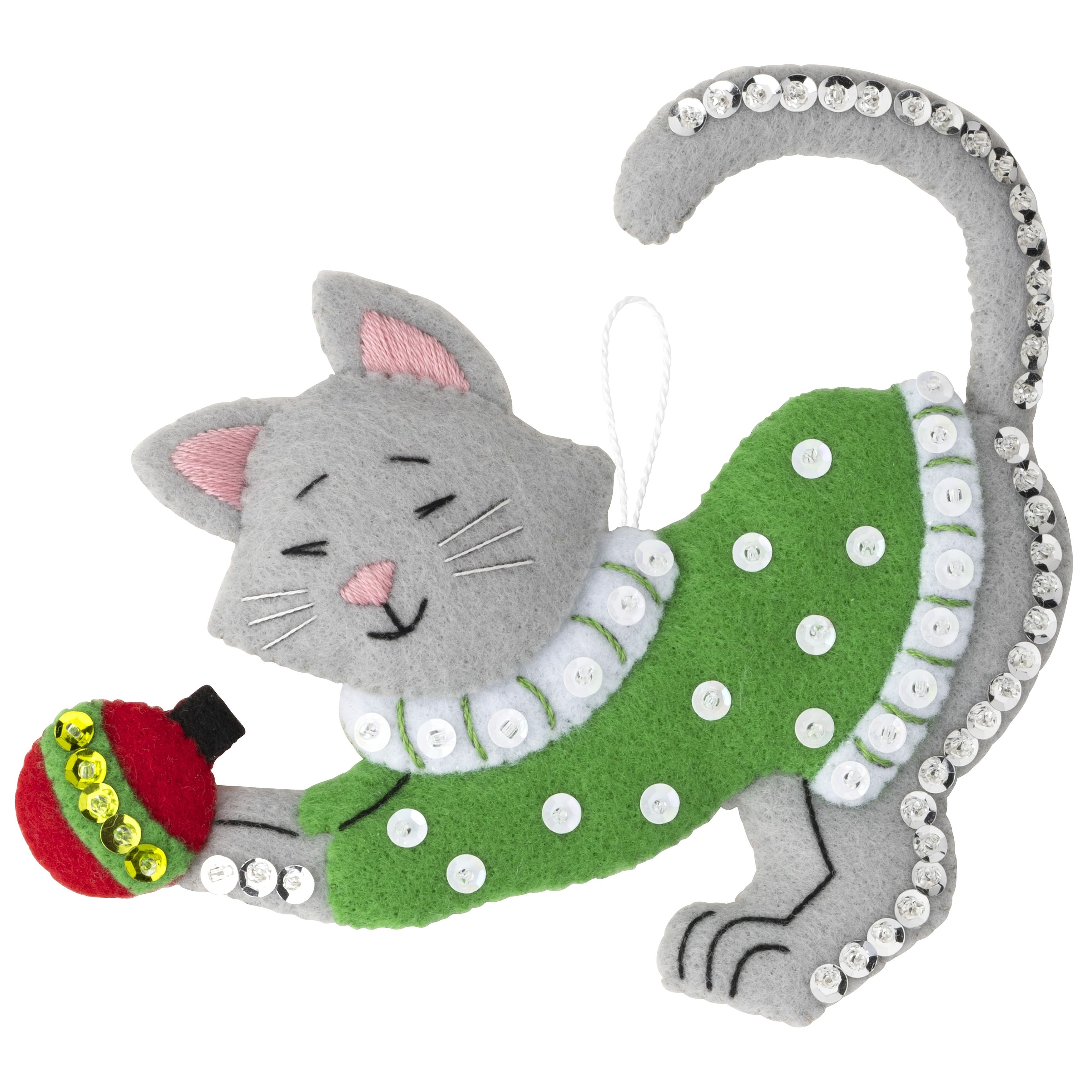Bucilla&#xAE; Cats in Ugly Sweaters Felt Ornaments Applique Kit Set
