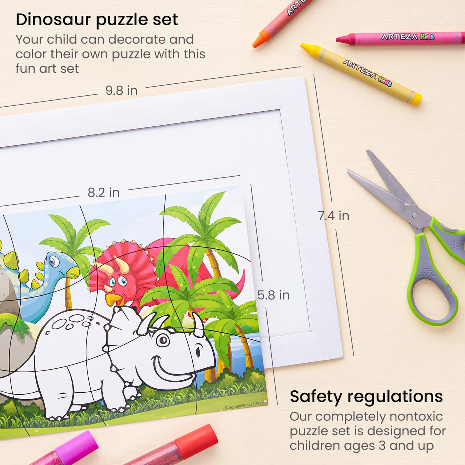 Arteza&#xAE; Kids Dinosaurs Jigsaw Puzzle Set, 32 pcs