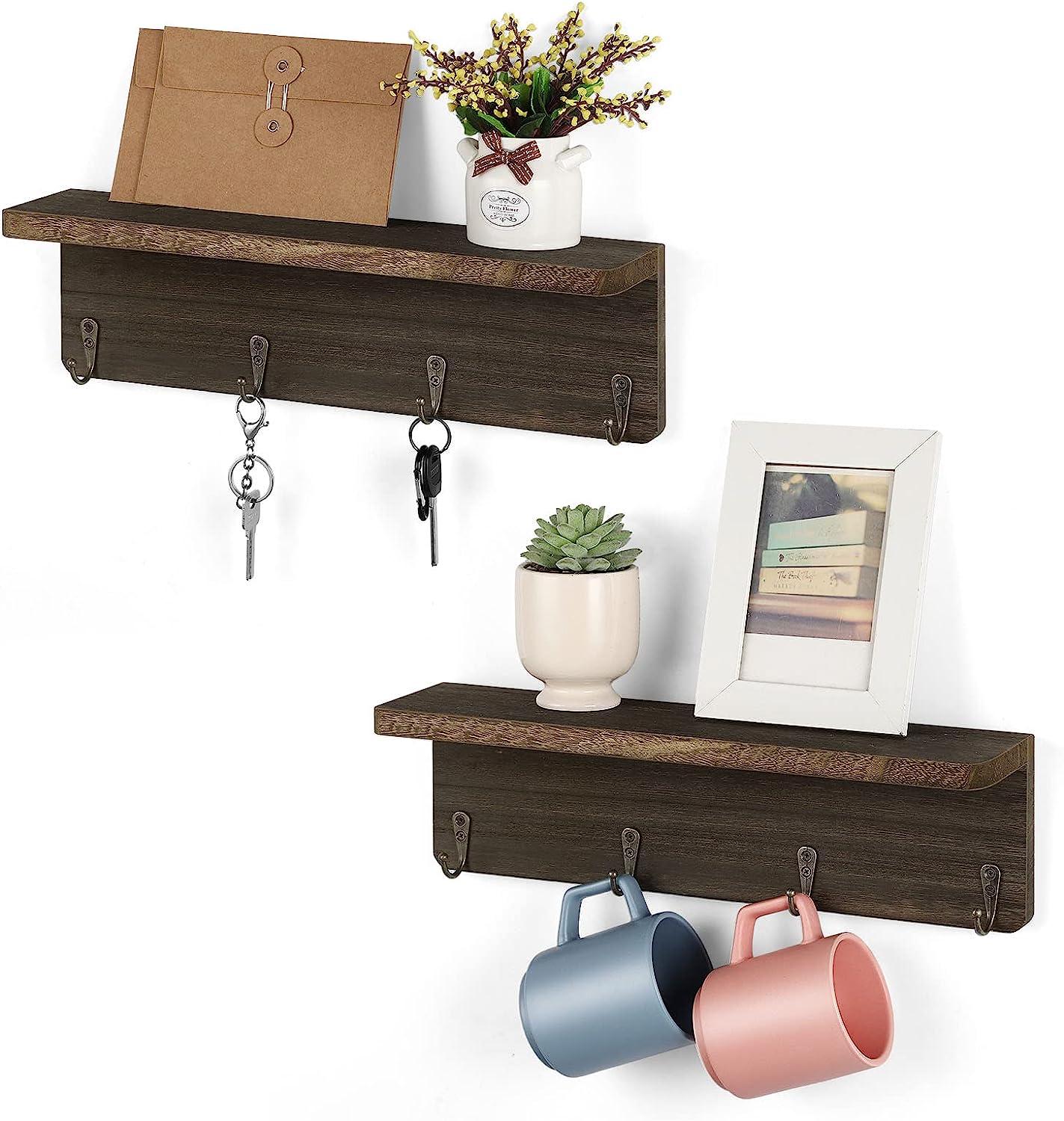 NEX™ 16" Rustic Brown Coat Rack with Hooks