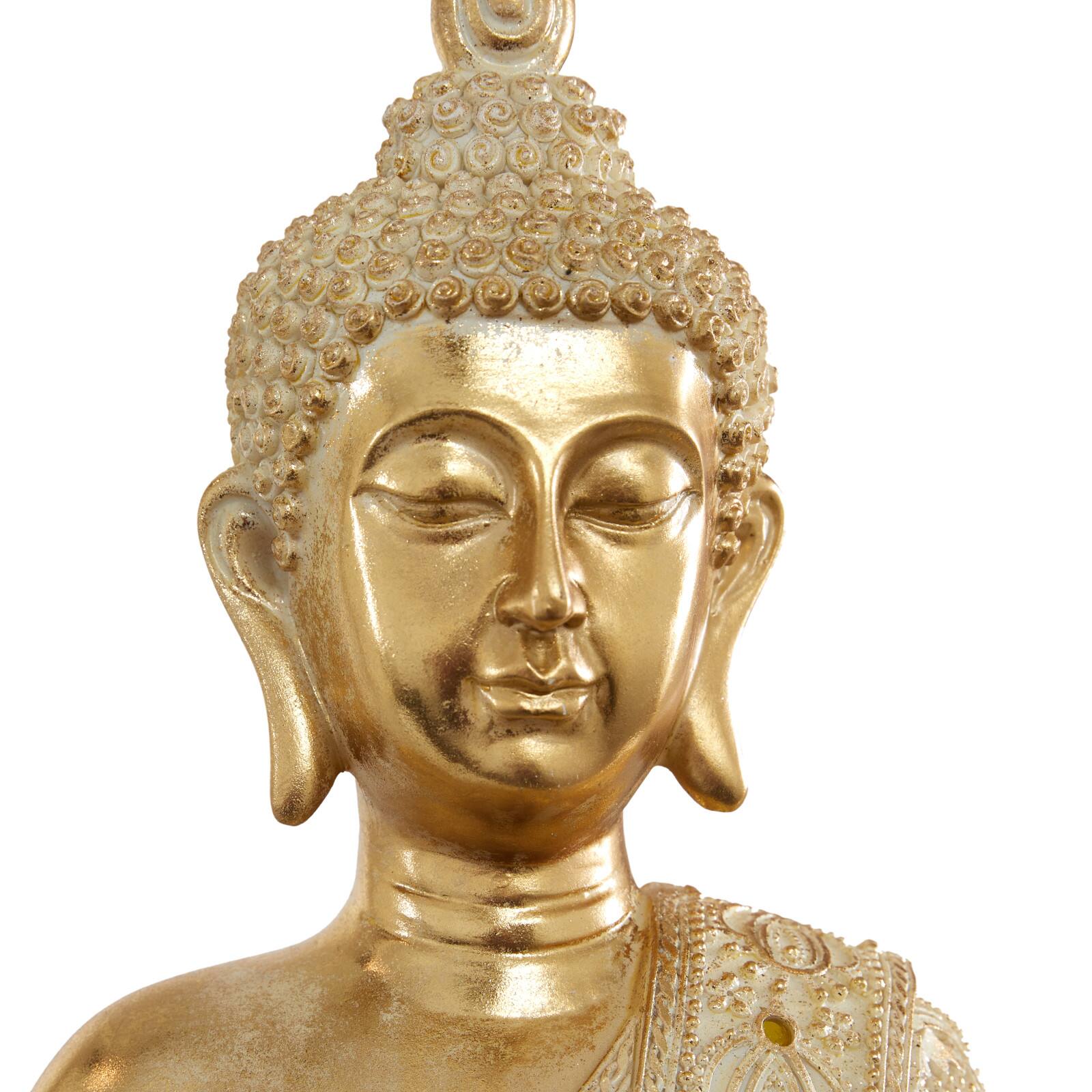 Gold Polystone Glam Sculpture, Buddha 20&#x22; x 14&#x22; x 9&#x22;