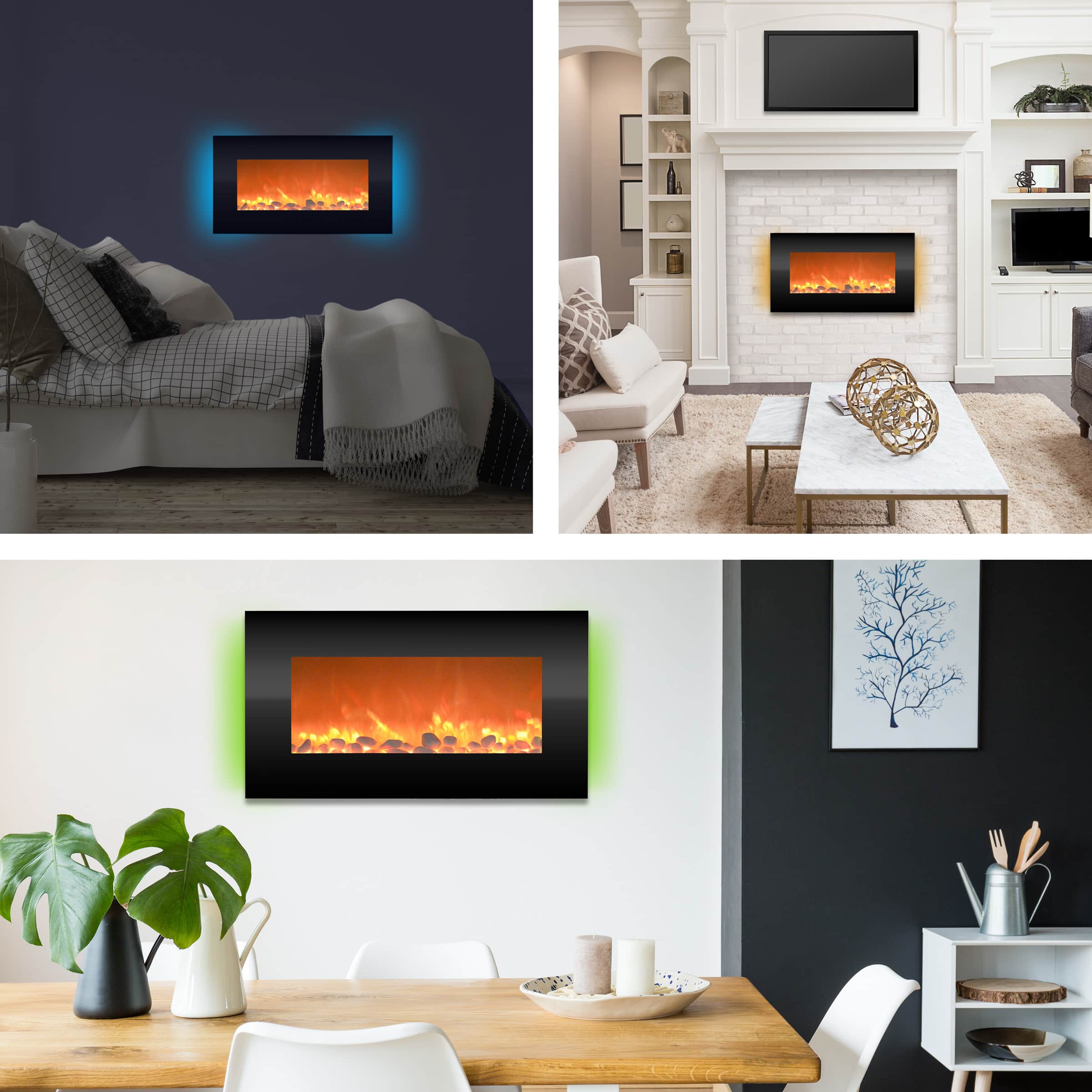 Hastings Home 31" Black LED Backlit Fireplace