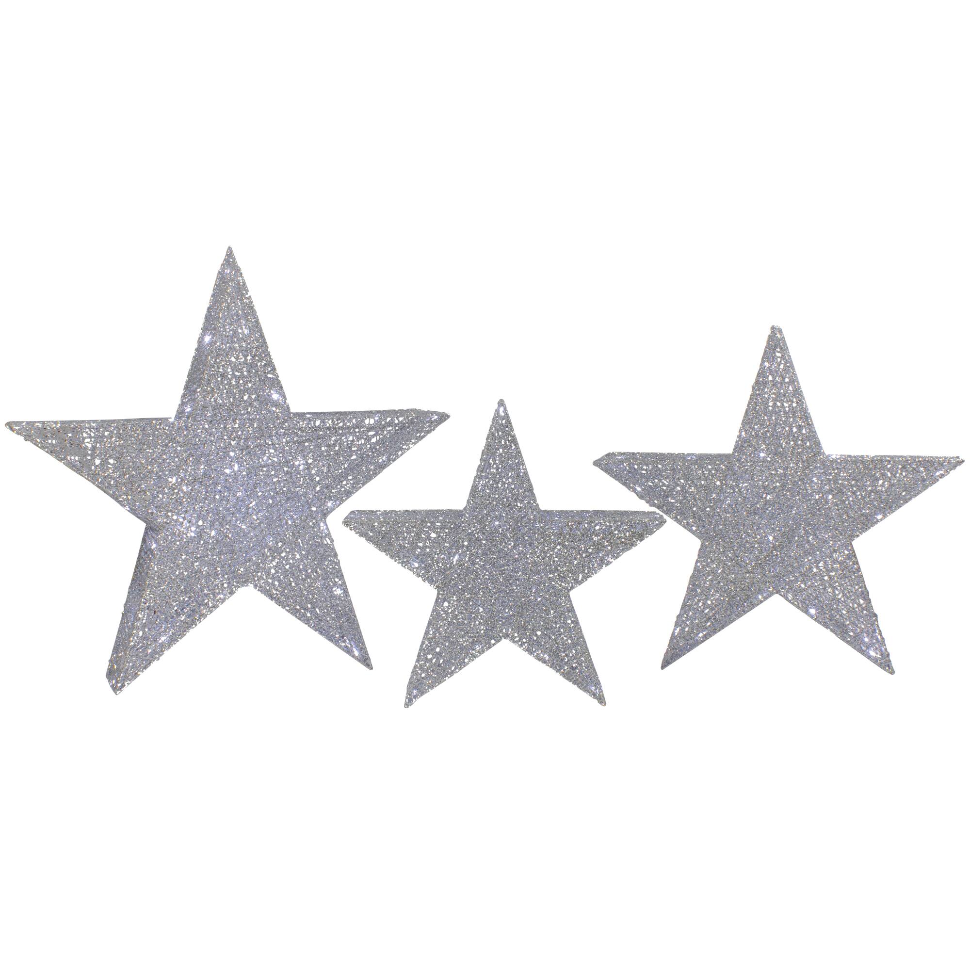 Silver LED Stars Outdoor Christmas D&#xE9;cor Set