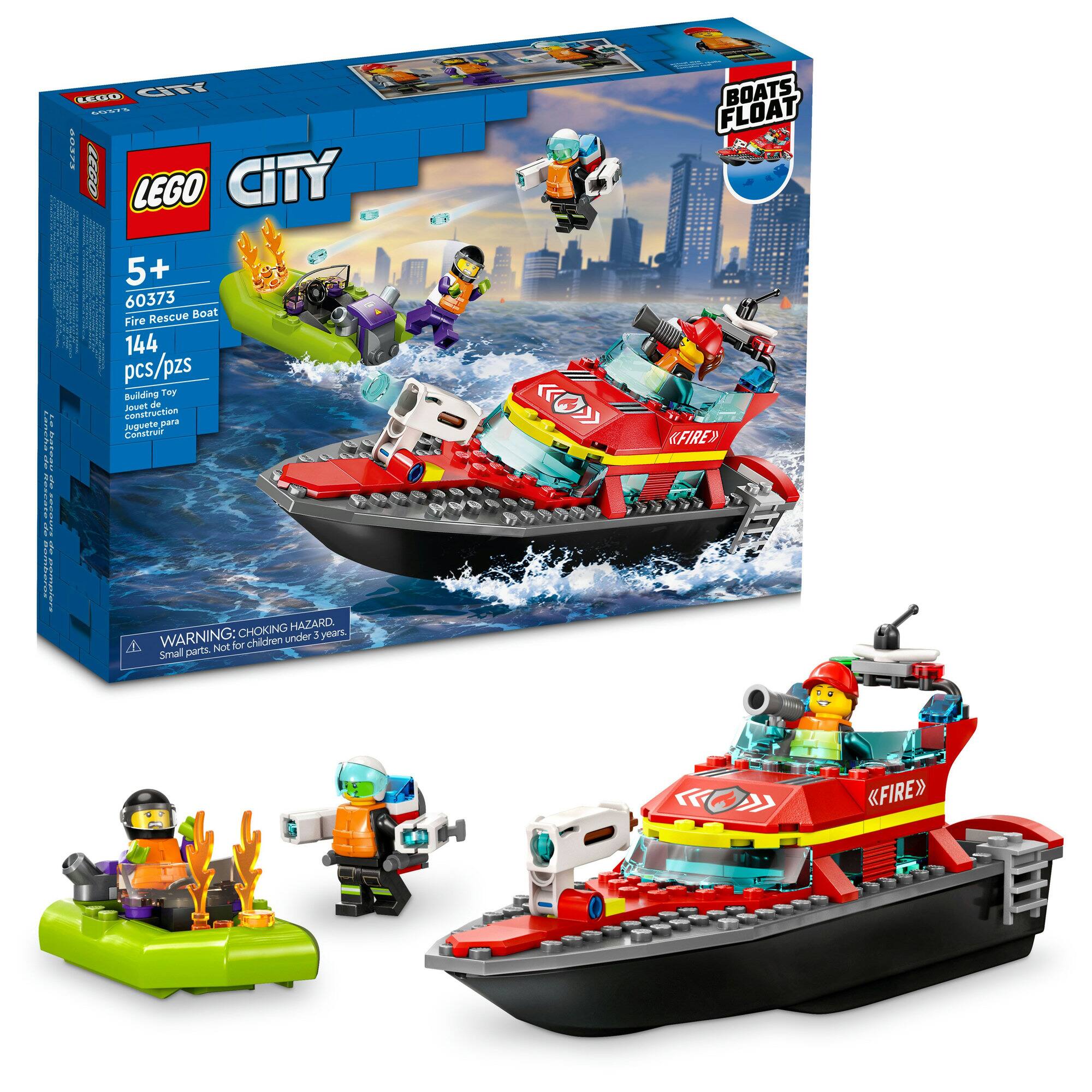 LEGO&#xAE; City Fire Rescue Boat 60373 Building Toy Set (144 Pieces)