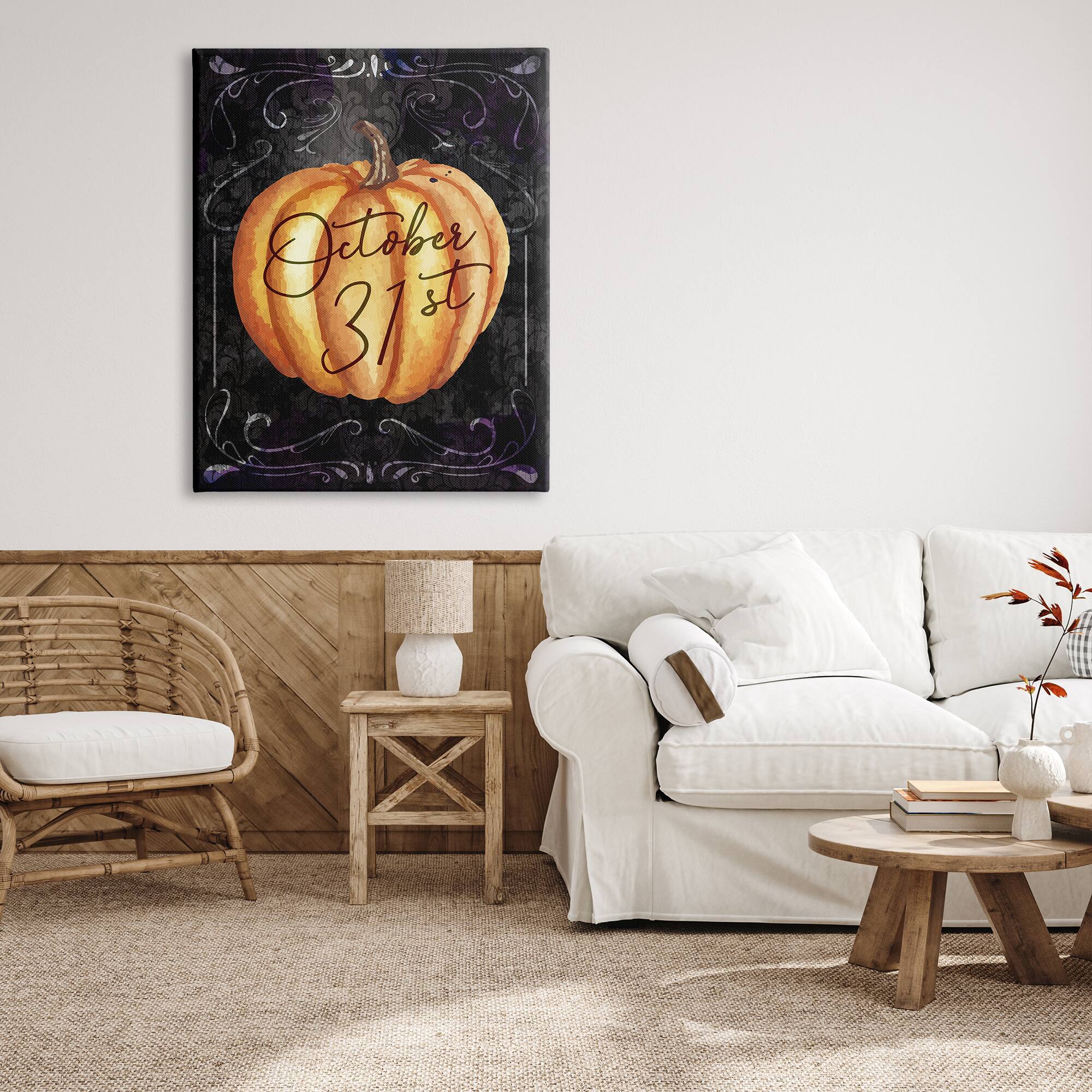 Stupell Industries October 31st Halloween Pumpkin Canvas Wall Art
