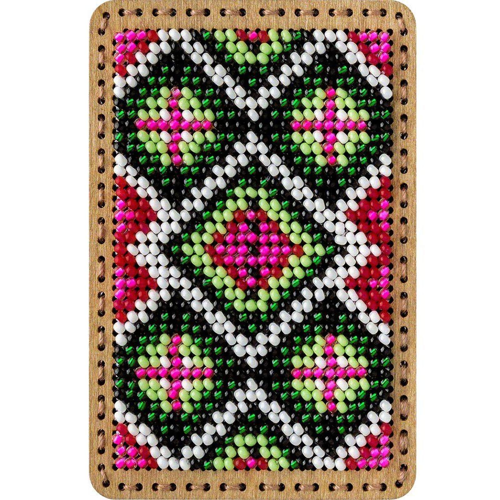 Wonderland Crafts Pink &#x26; Green Bead Embroidery Needle Box Kit