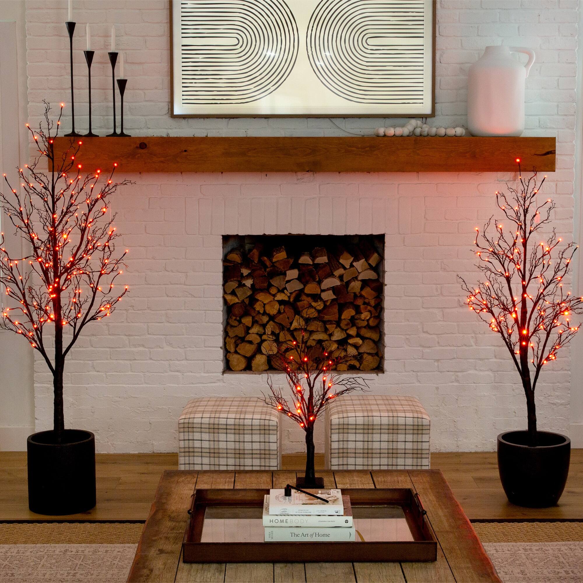 6ft. Pre-Lit LED Black Twig Artificial Halloween Tree