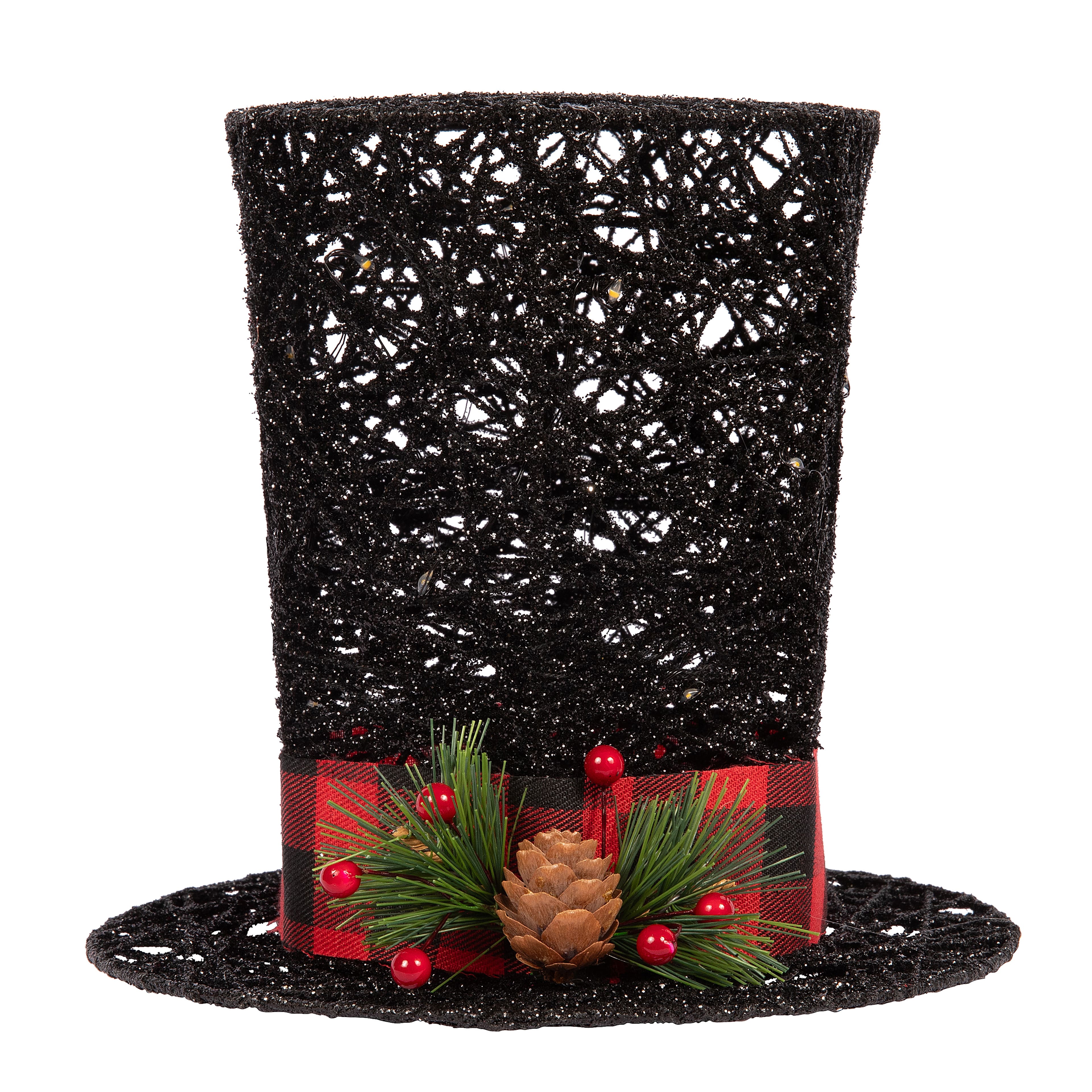 7&#x22; Black Glitter Top Hat LED Tree Topper by Ashland&#xAE;