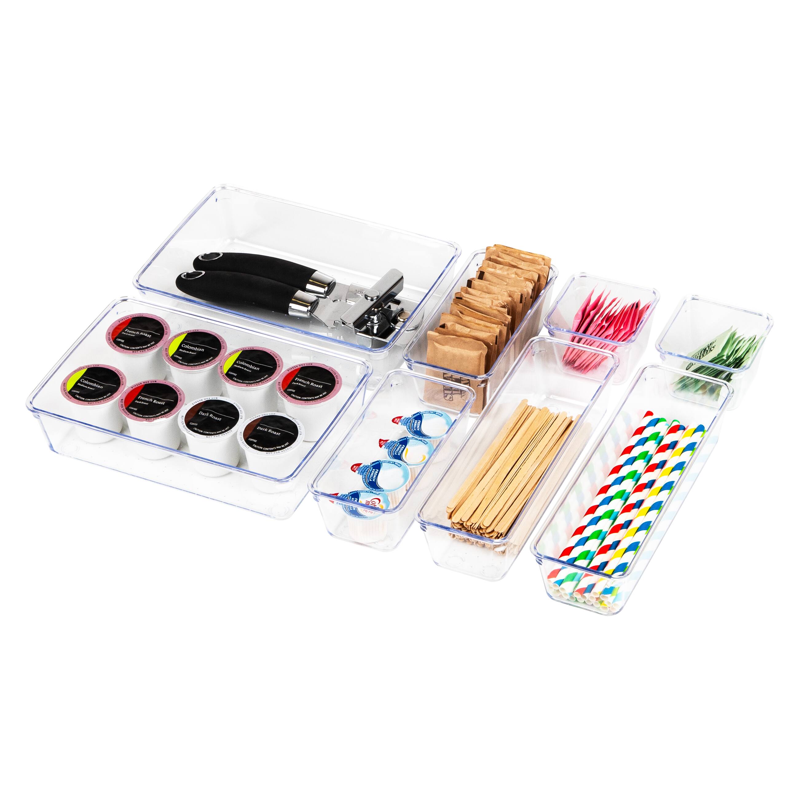 Mind Reader 8-Piece Drawer Organizer Set, Storage Trays, Clear