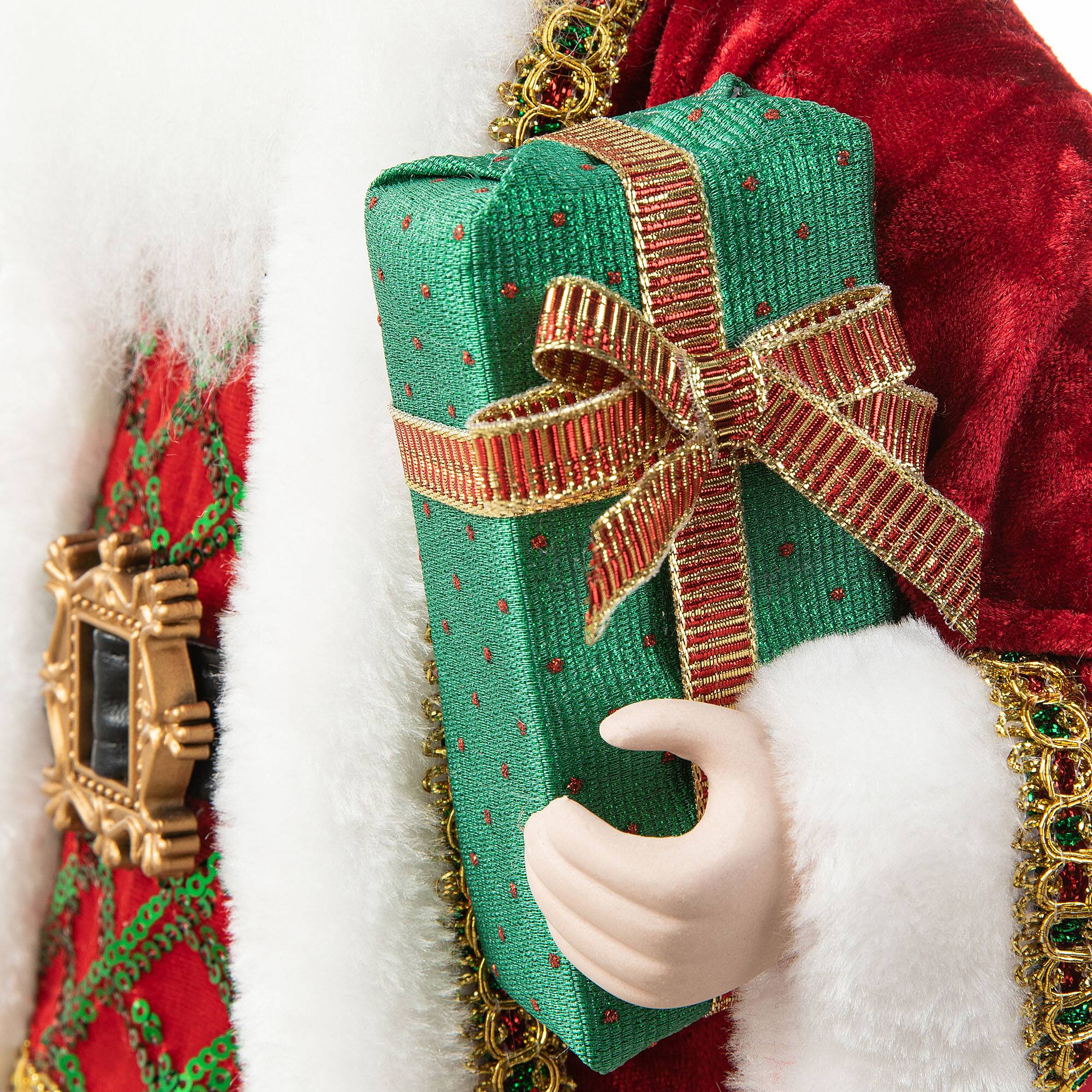Glitzhome&#xAE; 18&#x22; Faux Fur Traditional Christmas Santa Figurine