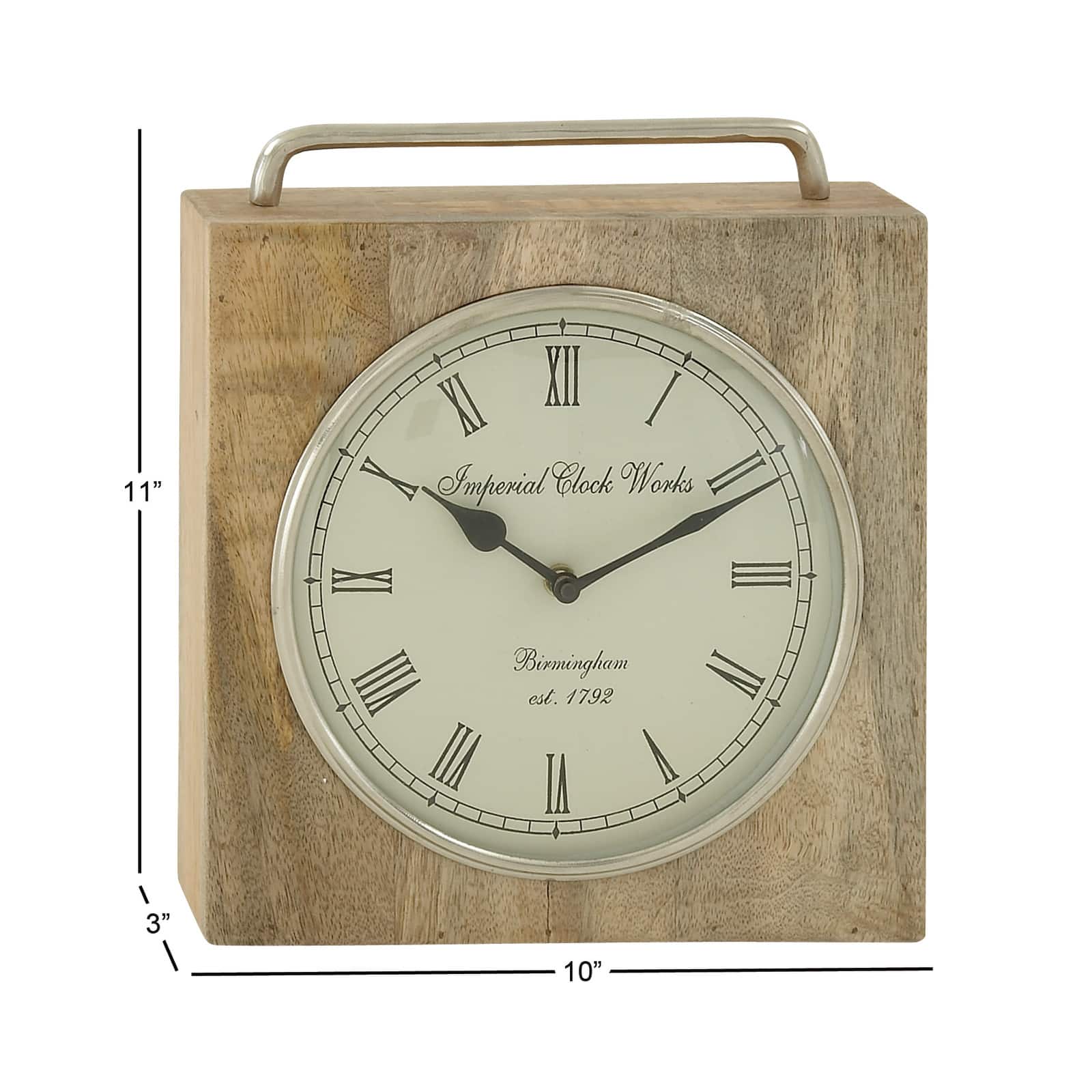 11&#x22; Natural Brown Mango Wood Clock