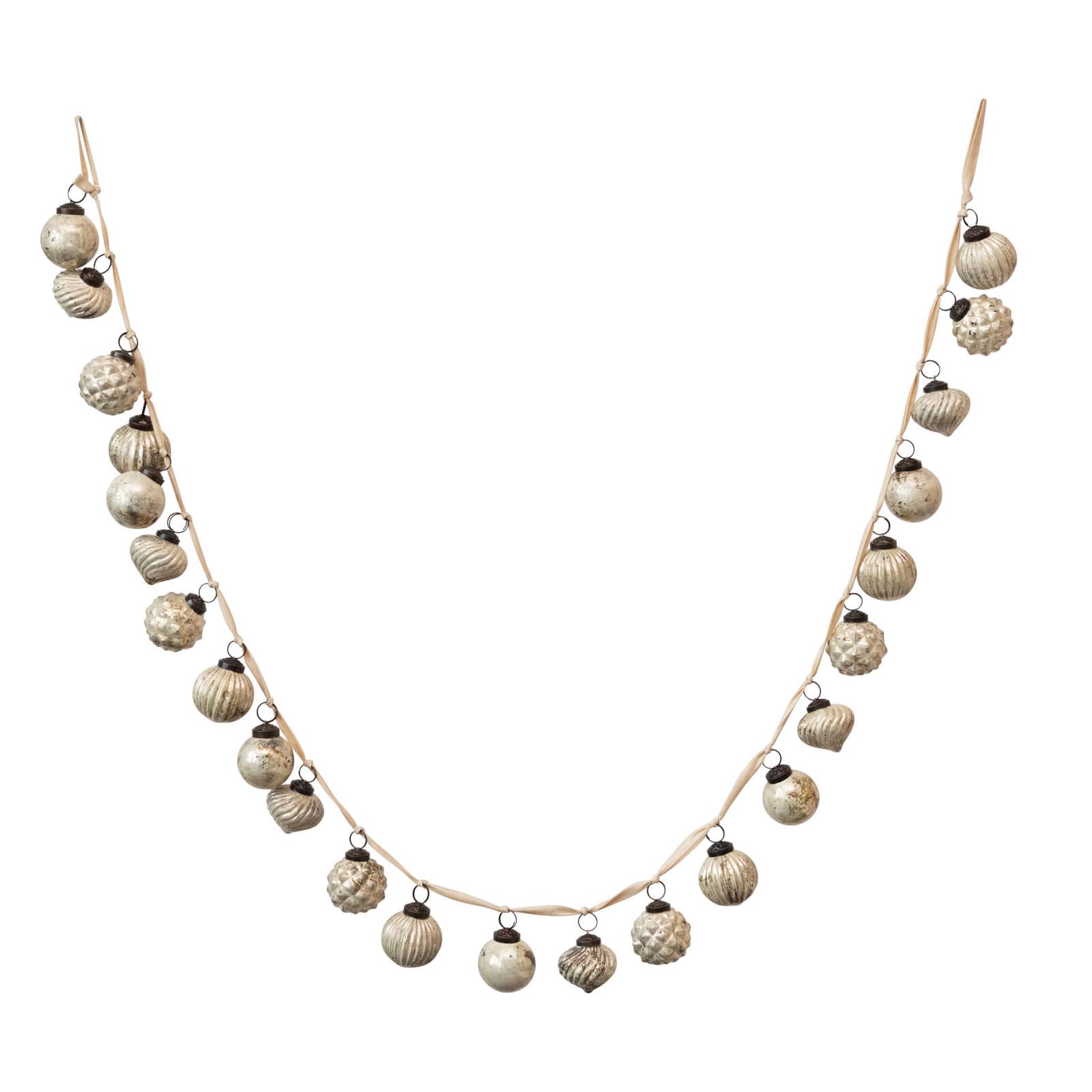 Hello Honey® 6ft. Cream Embossed Mercury Glass Ball Ornament Garland