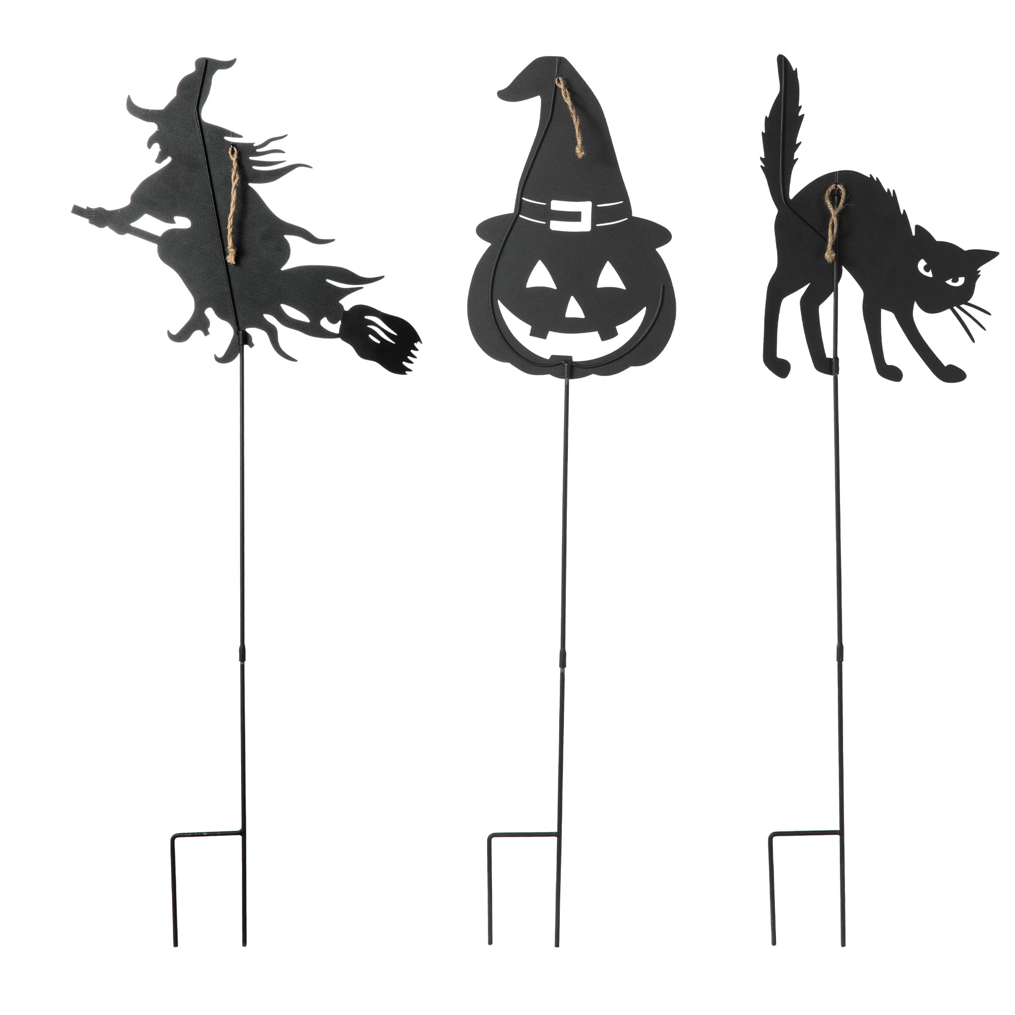 Glitzhome&#xAE; 36&#x22; Halloween Metal Silhouette Yard Stake Or Hanging D&#xE9;cor Set