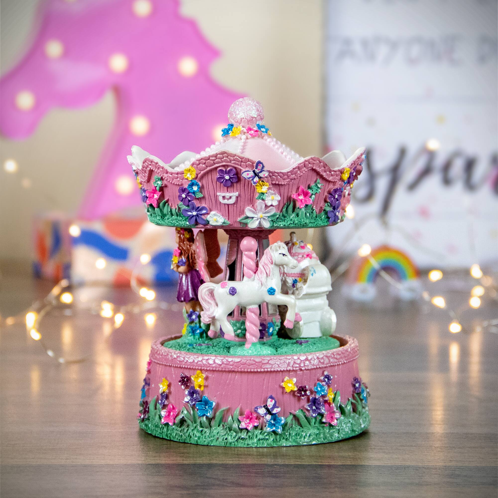 6.5&#x22; Children&#x27;s Rotating Magical Fairy Musical Carousel