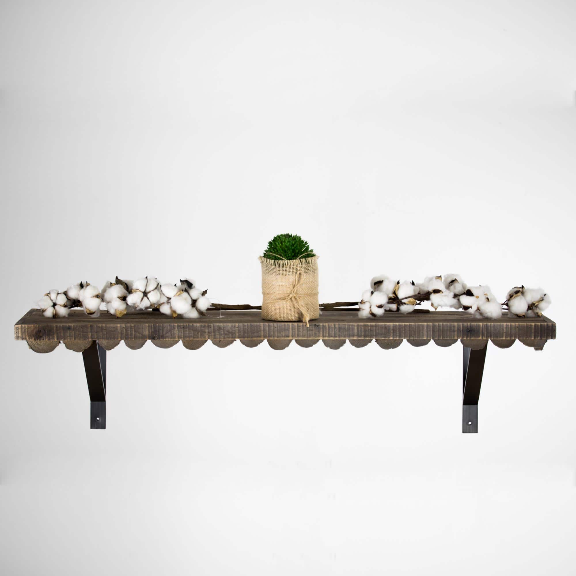 Large Scalloped Wood Rustic Floating Shelf