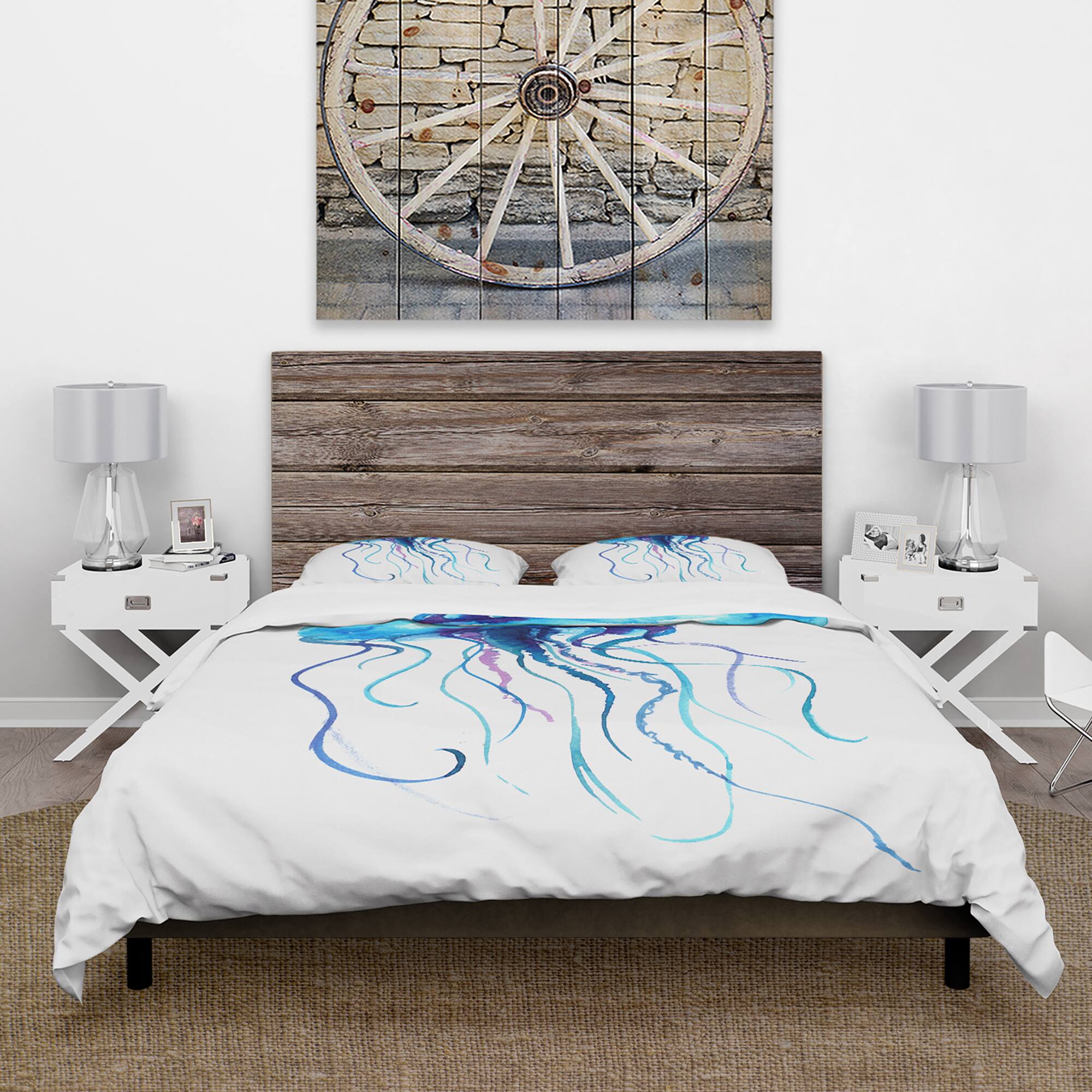 Designart &#x27;Large Light Blue Jellyfish - Animal Duvet Cover Set