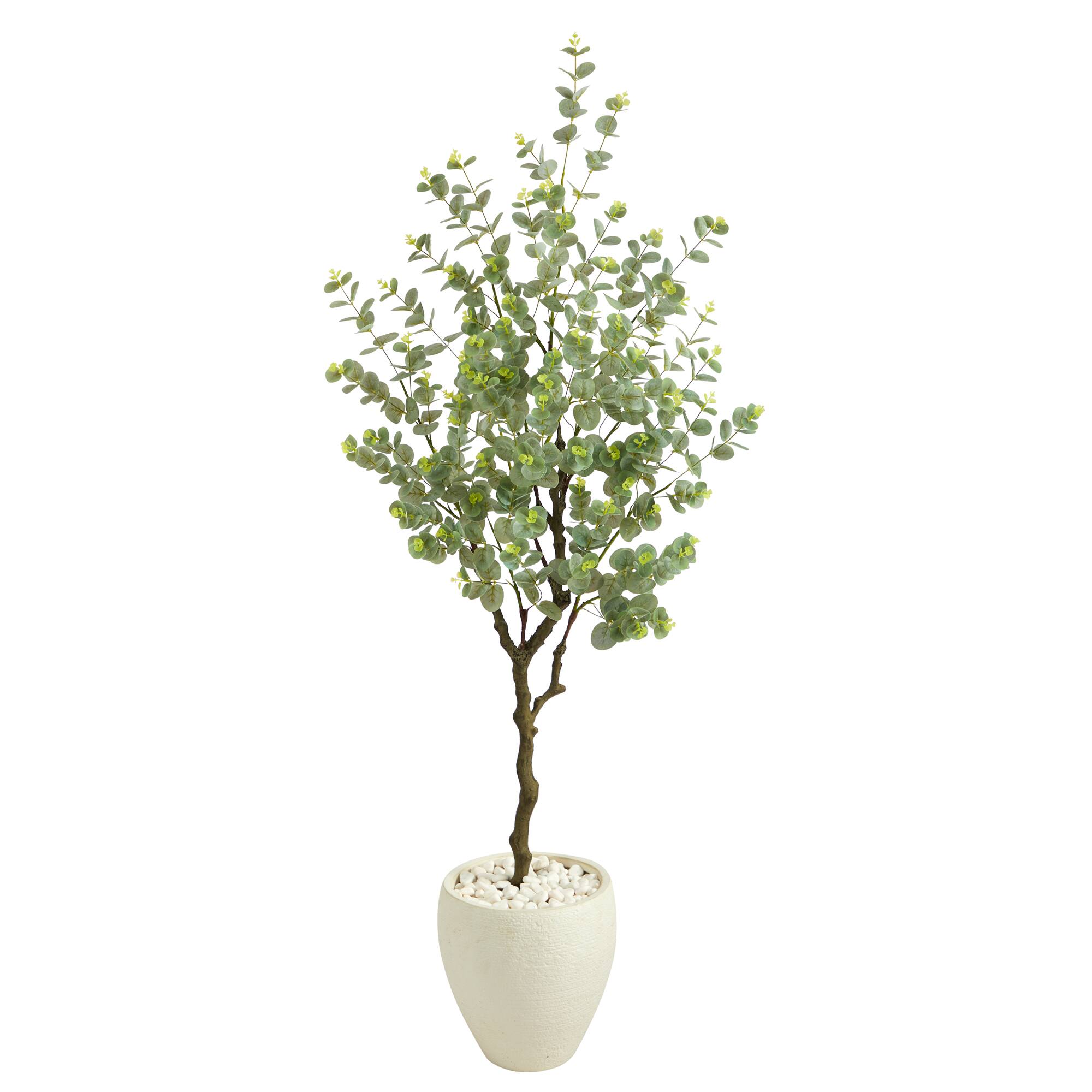 5ft. Eucalyptus Artificial Tree in White Planter