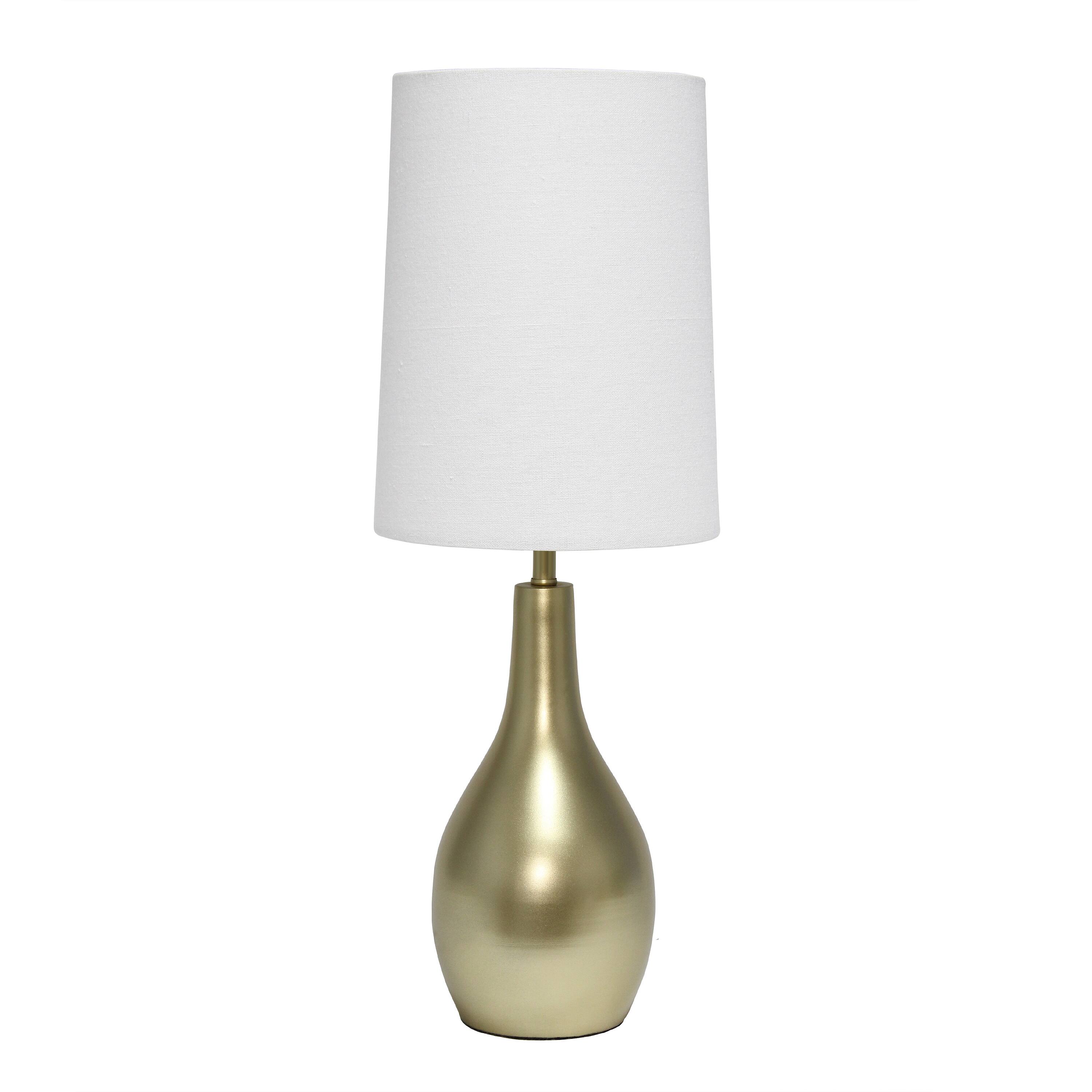 Simple Designs 19.5&#x22; Tear Drop Table Lamp with Fabric Drum Shade