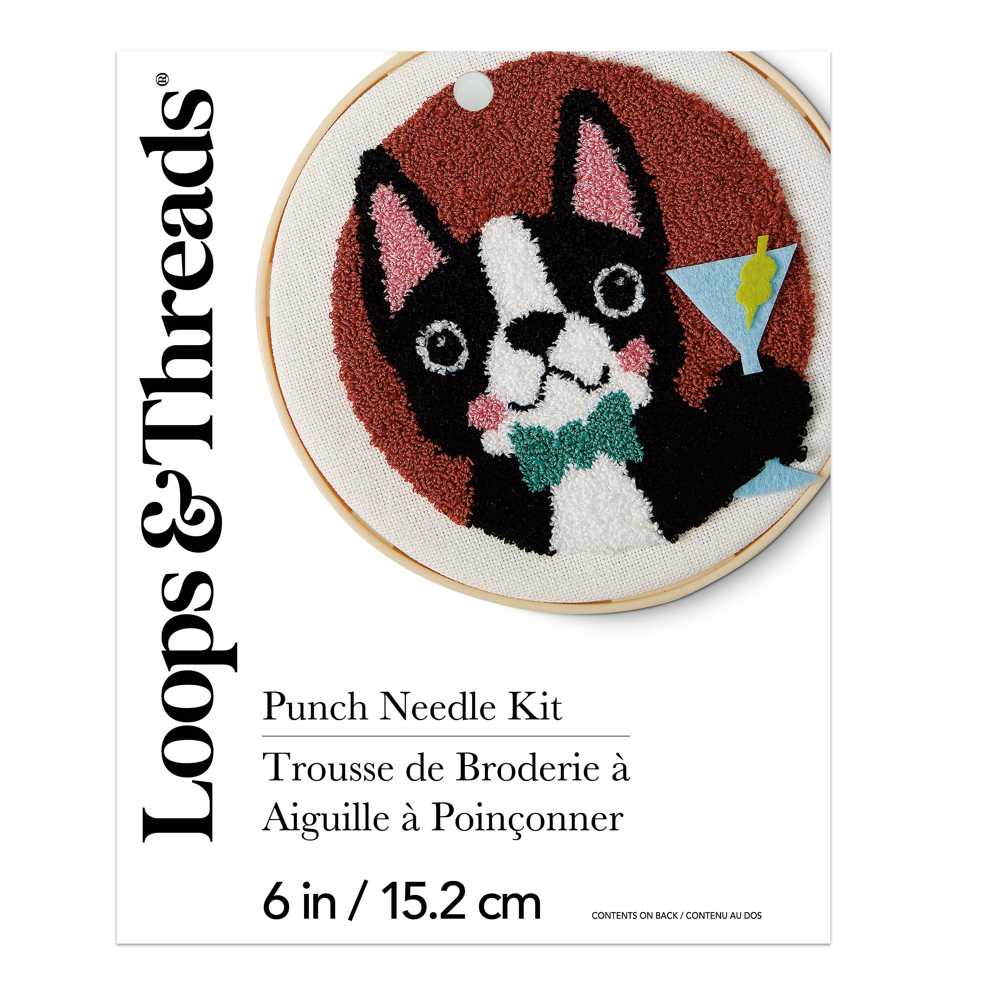 6&#x22; Dog with Martini Punch Needle Kit with Hoop by Loops &#x26; Threads&#xAE;