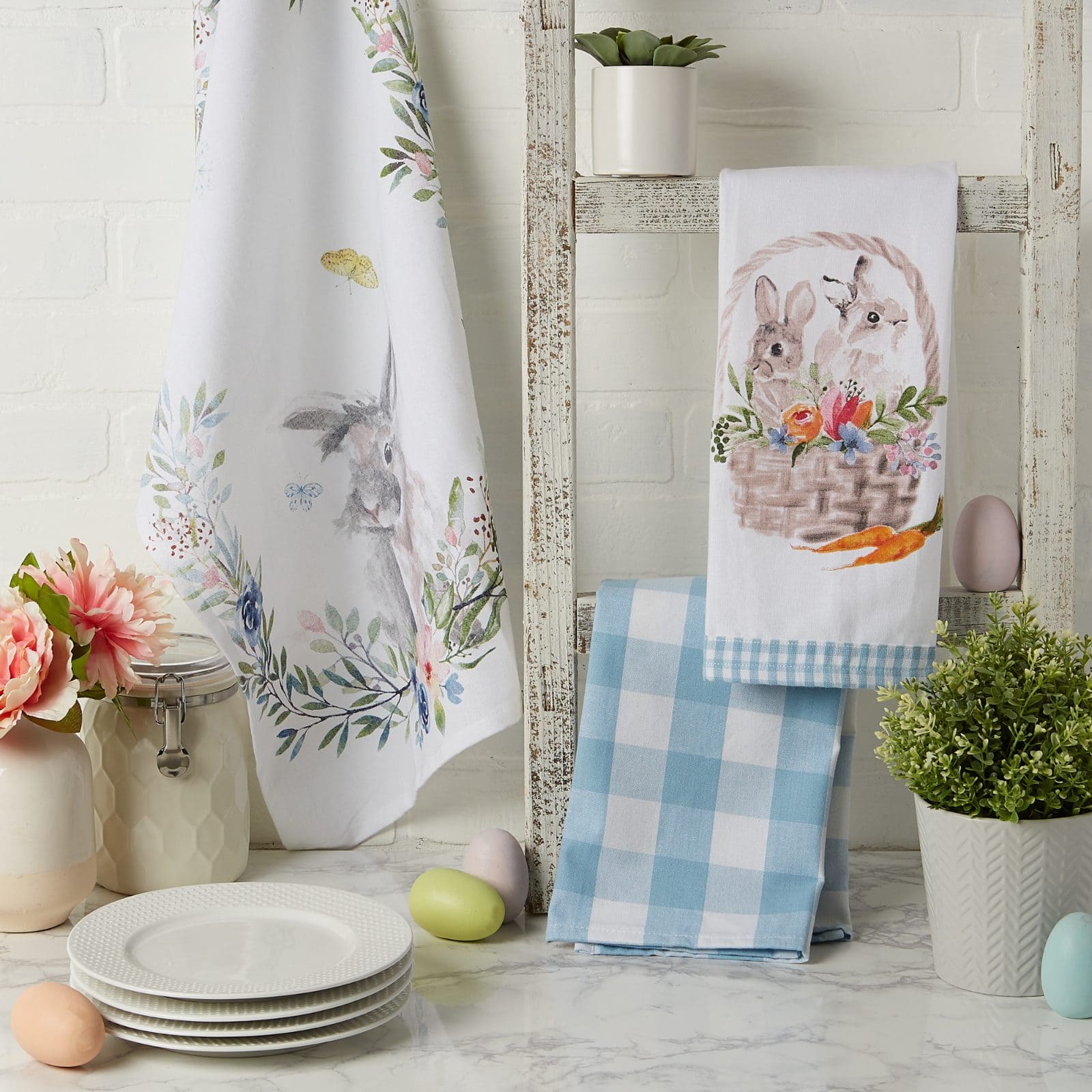 Kitchen Towel, Rabbits, Brown Floral — The High Fiber