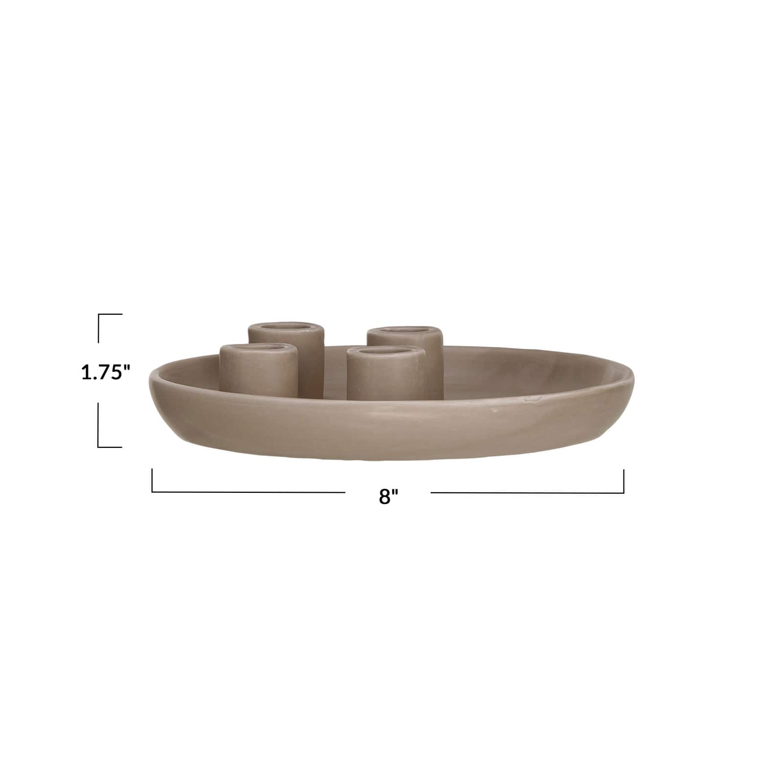 Hello Honey&#xAE; 8&#x22; Matte Tan Color Stoneware Advent Taper Candleholder