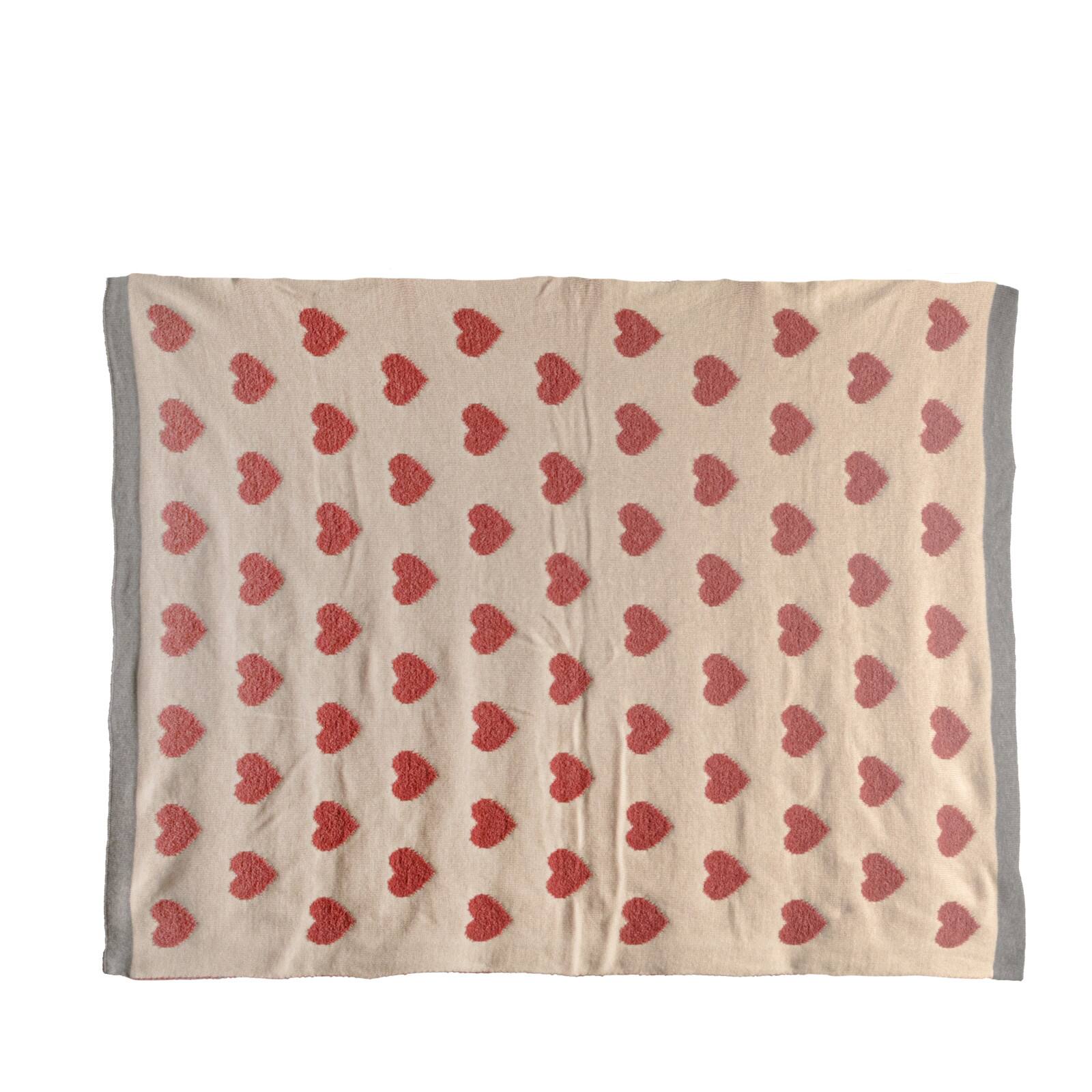 Hello Honey® Pink & White Hearts Cotton Knit Chenille Baby Blanket