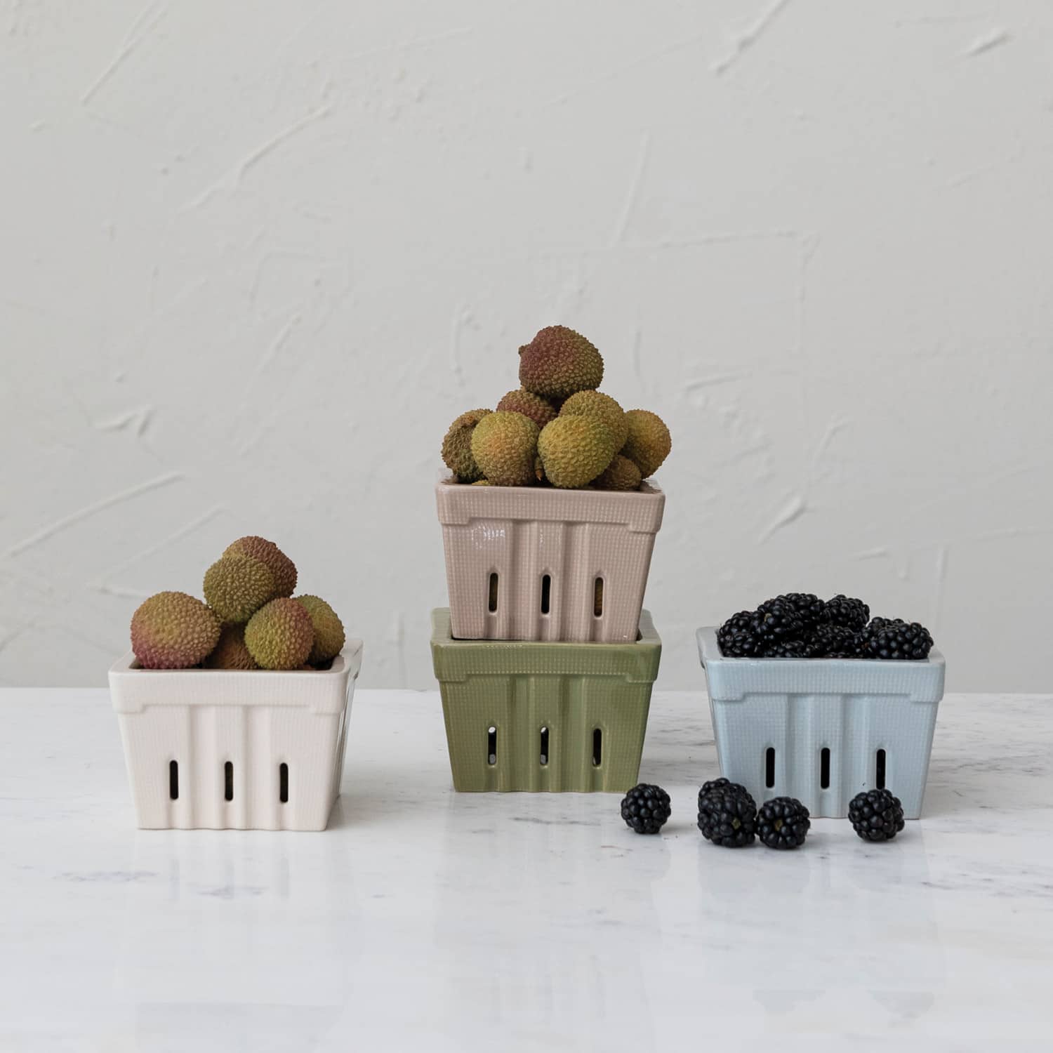 Hello Honey® Pastel Stoneware Berry Basket Set