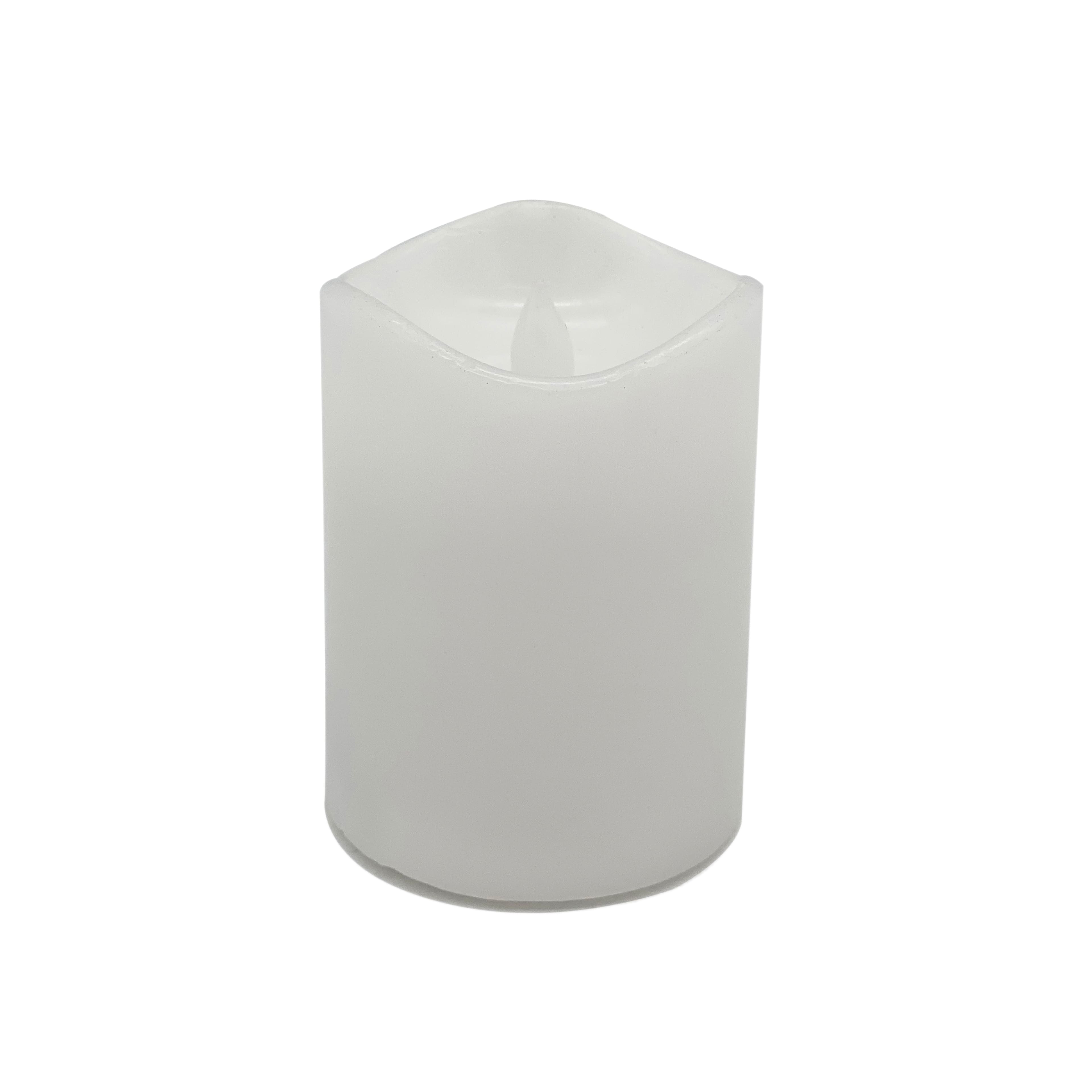 12 Pack: 3" x 4" White Glowing Flame LED Wax Pillar Candle by Ashland®