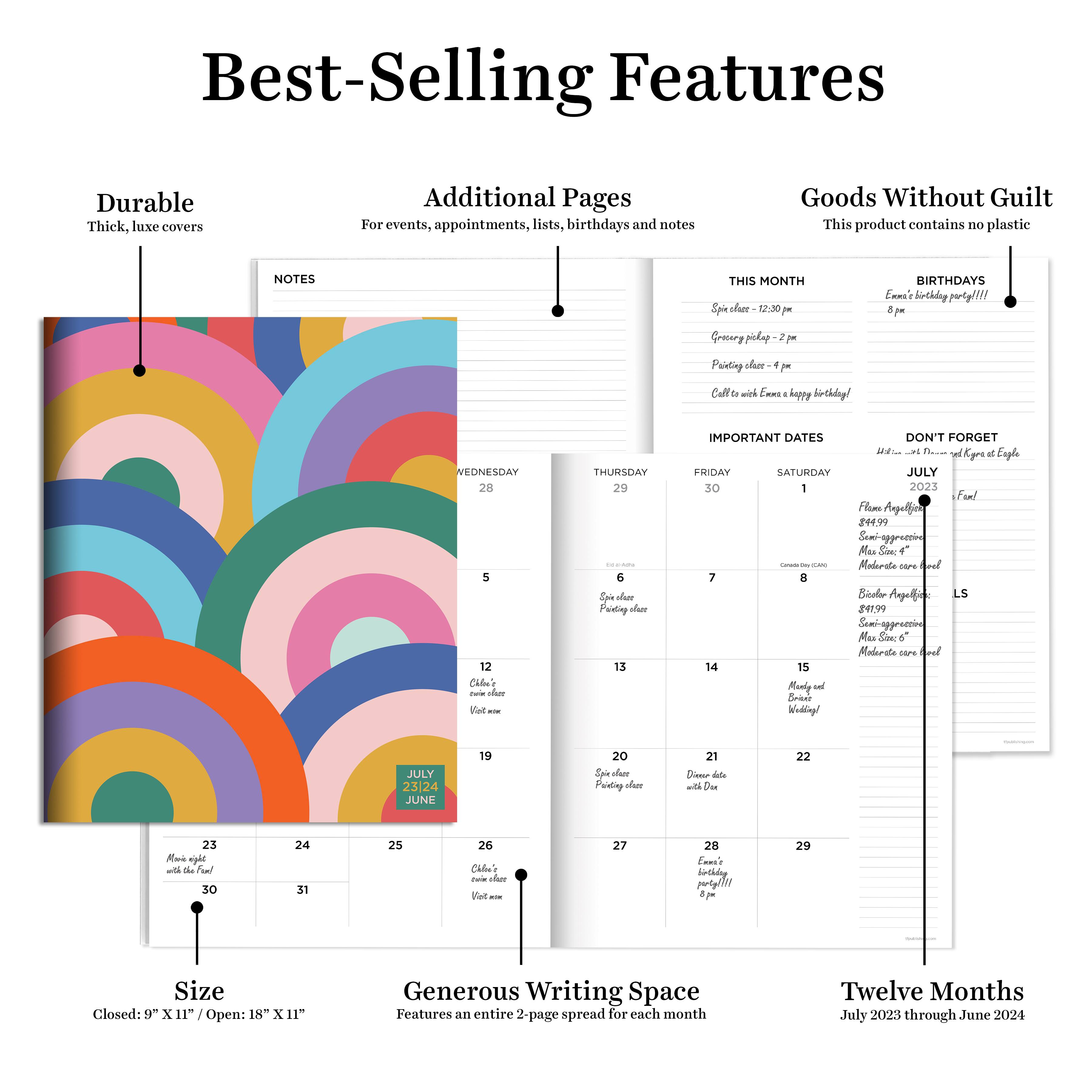 TF Publishing 2023-2024 Concentric Large Monthly Planner