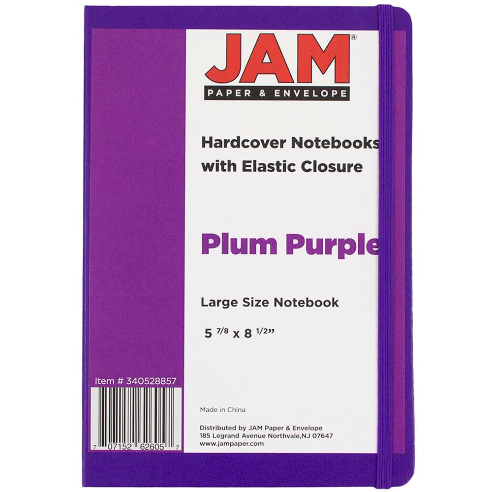 JAM Paper Large Hardcover Notebook with Elastic Band