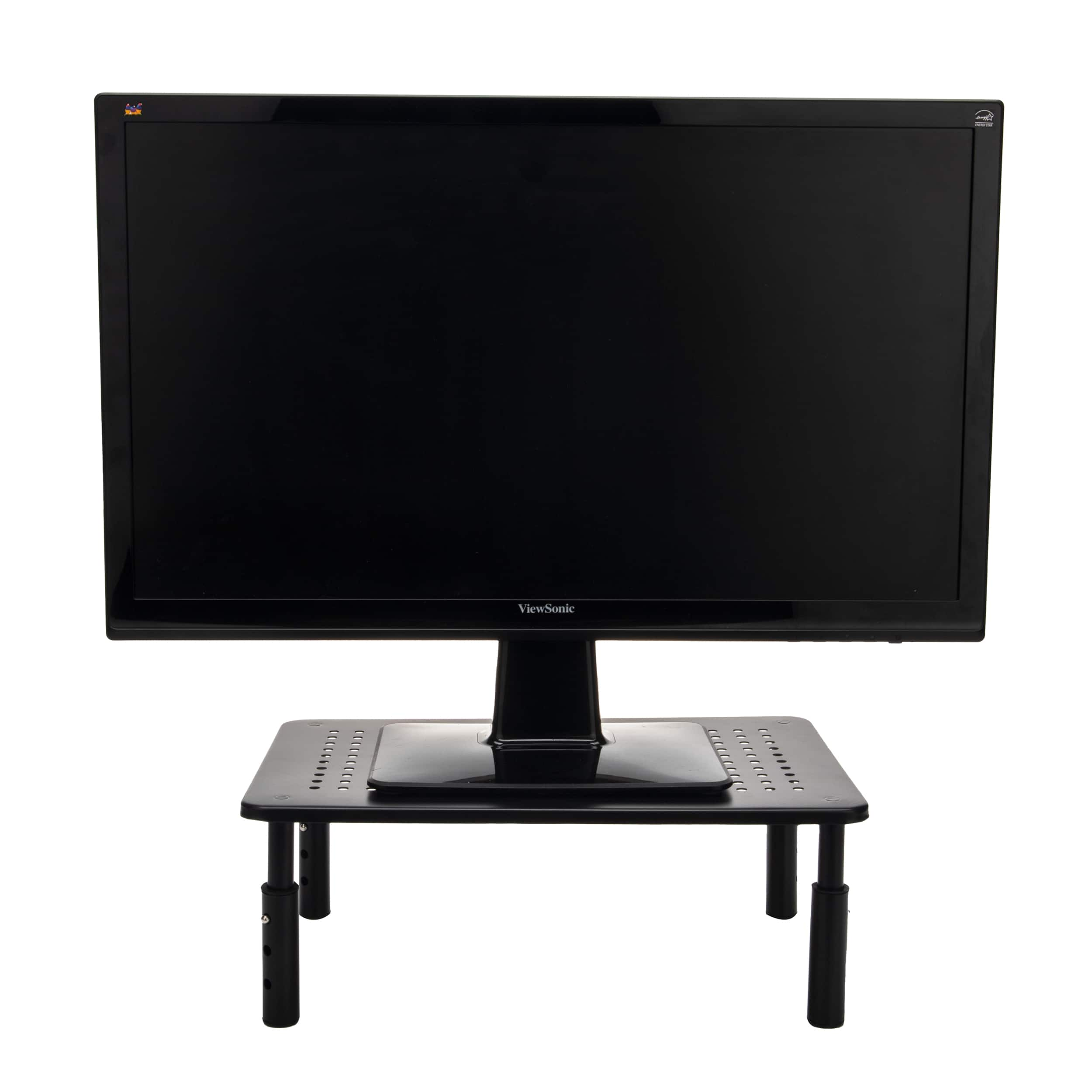 Mind Reader Black Adjustable Monitor Stand with Ventilated Metal Platform, 2ct.