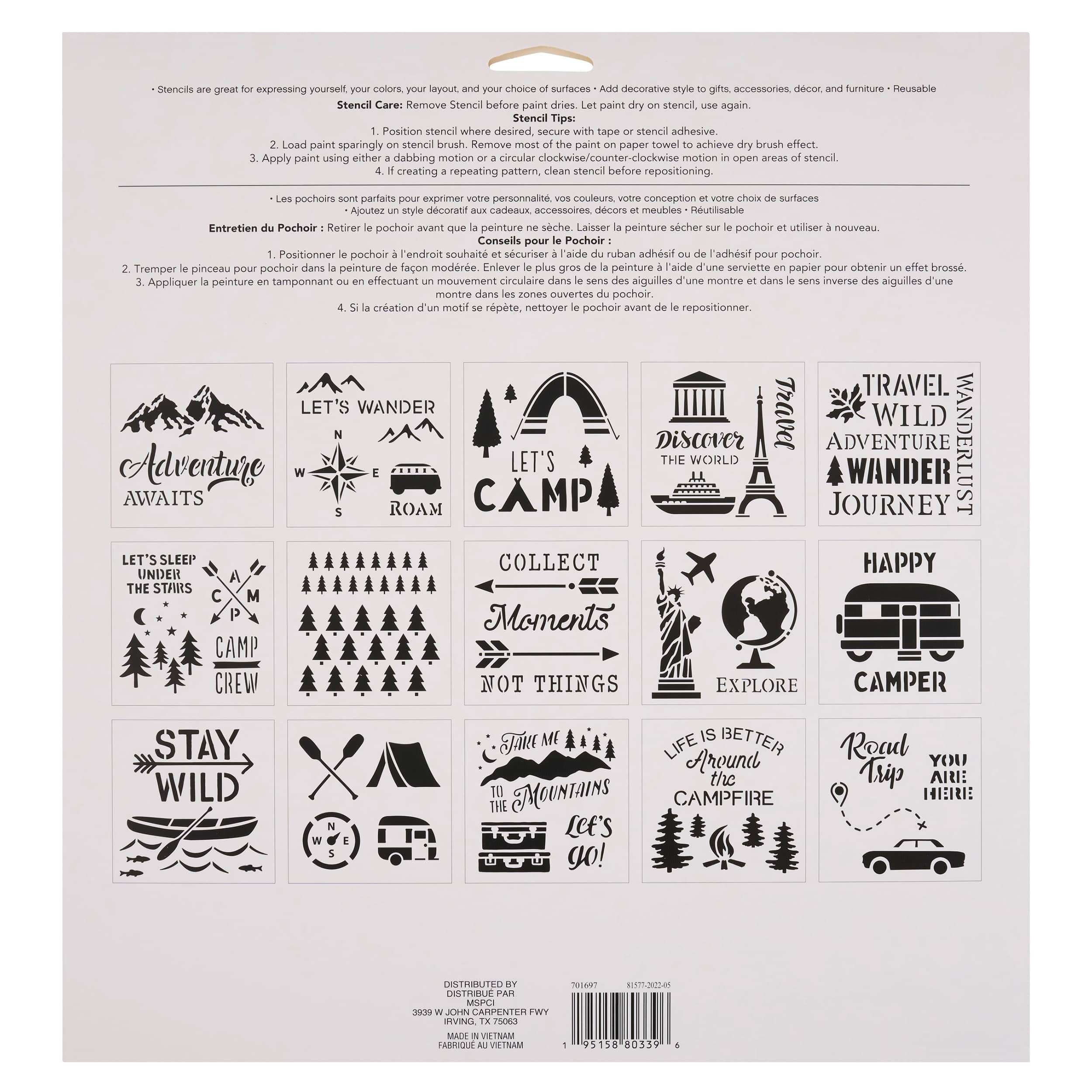 6 Pack: Camping & Travel Stencils by Craft Smart®, 12" x 12"