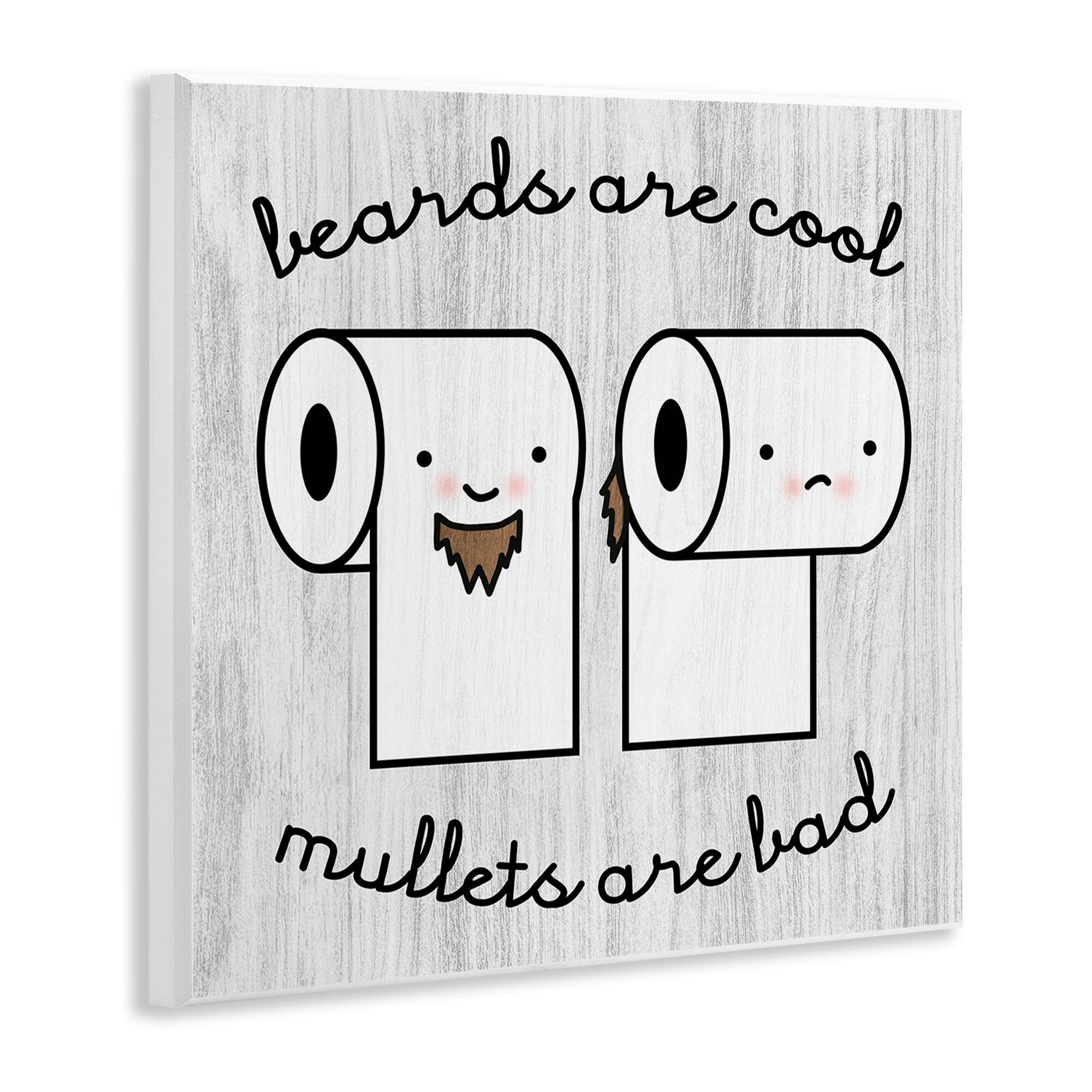 Stupell Industries Beards Vs. Mullets Toilet Paper Bathroom Humor Expression Wall Plaque Art