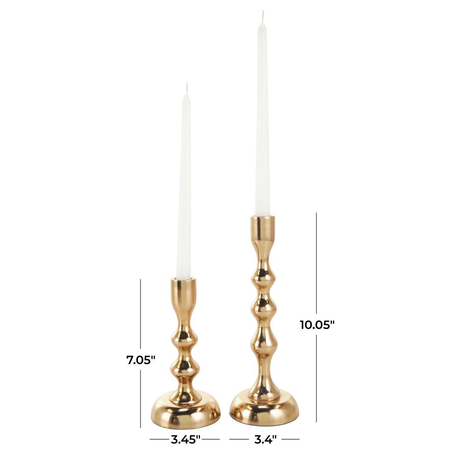 Contemporary Aluminum Taper Candle Holder Set