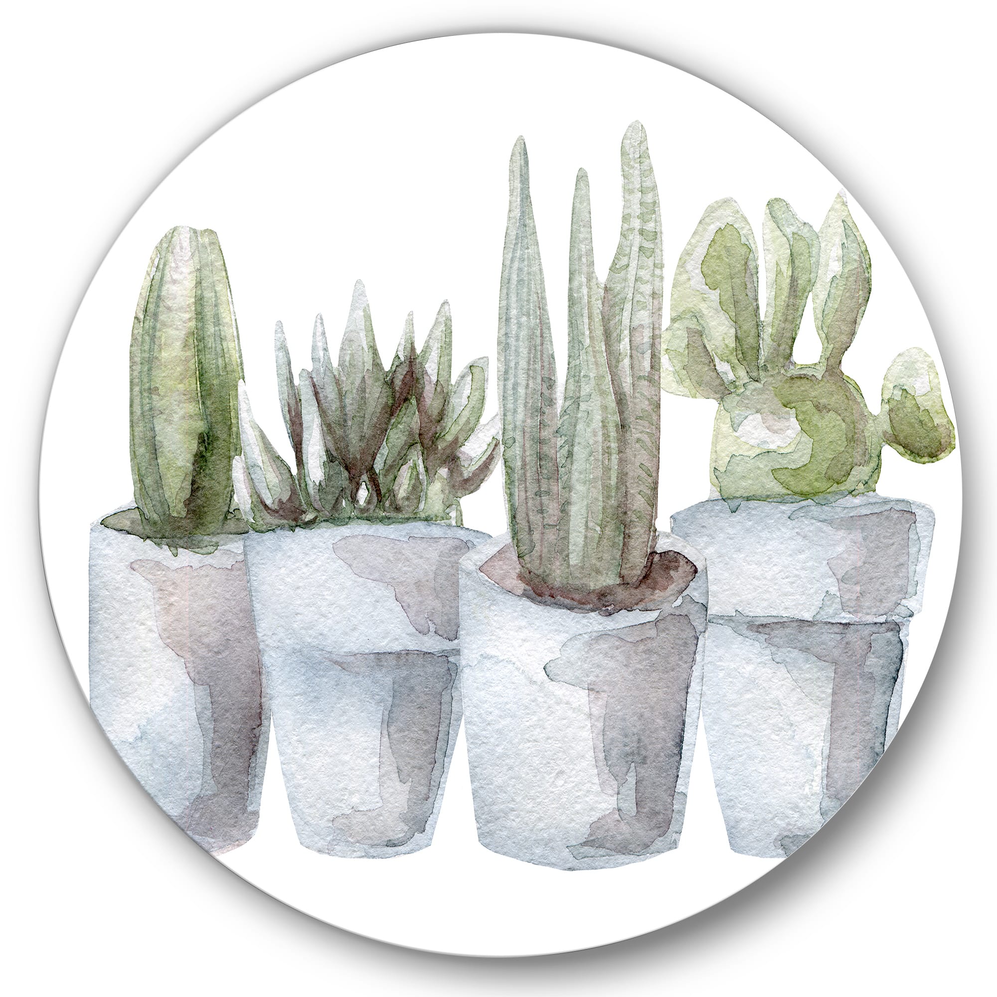 Designart - Cactus and Succulent House Plants V - Farmhouse Metal Circle Wall Art