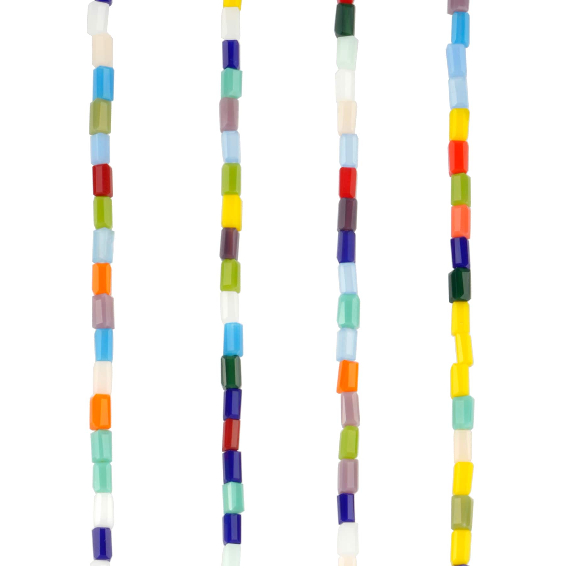 12 Pack: Multicolor Faceted Glass Tube Beads, 4mm by Bead Landing™